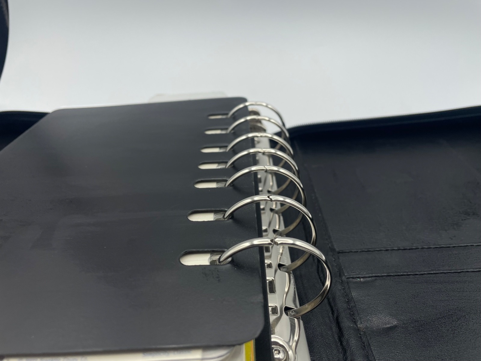 Vtg Franklin Covey 7 Ring Nappa Black Leather Zip Binder Style#CL 12215 inserts