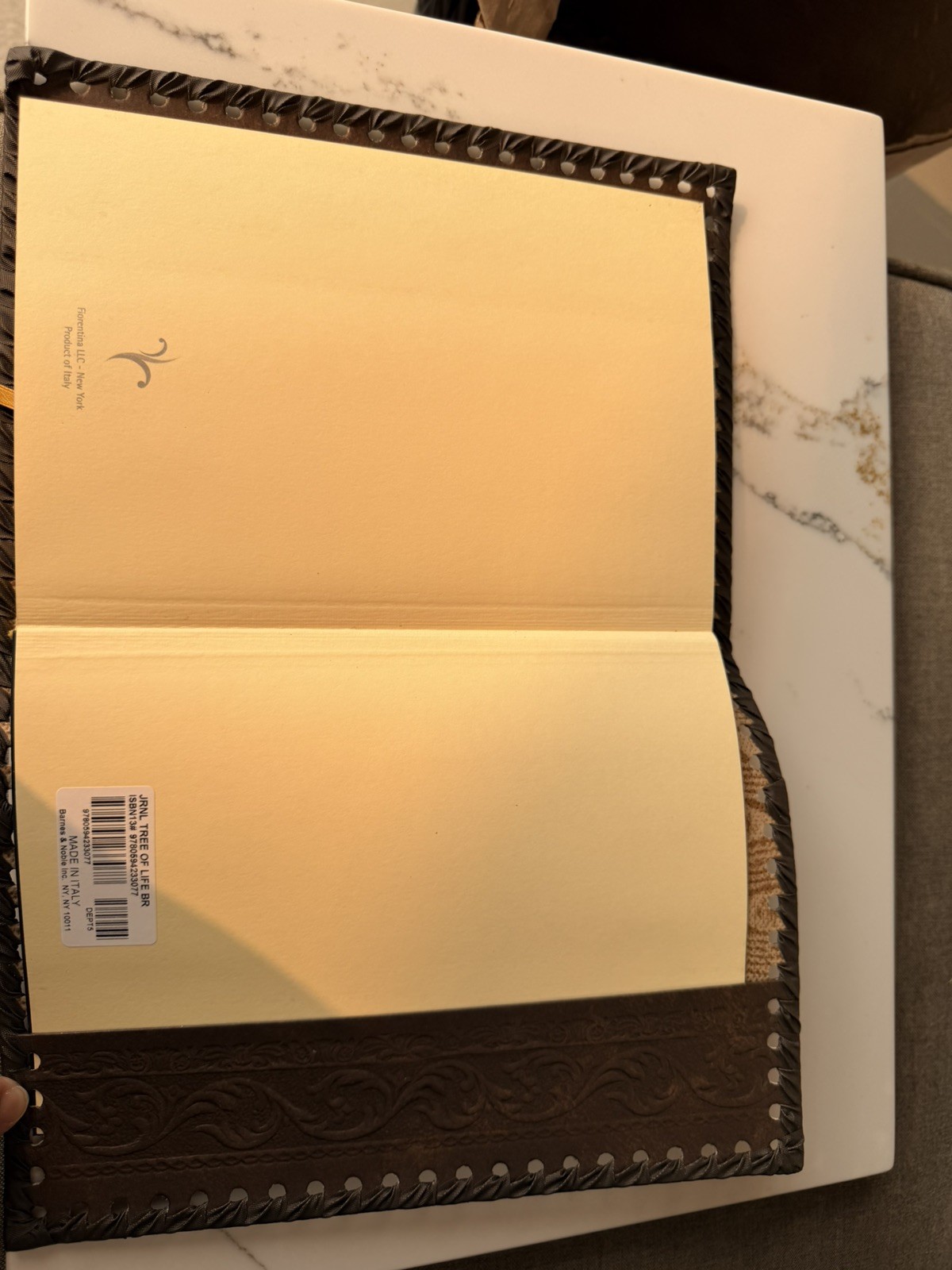 Tree of Life Brown Gold Stitched Journal – leather – Made in Italy New