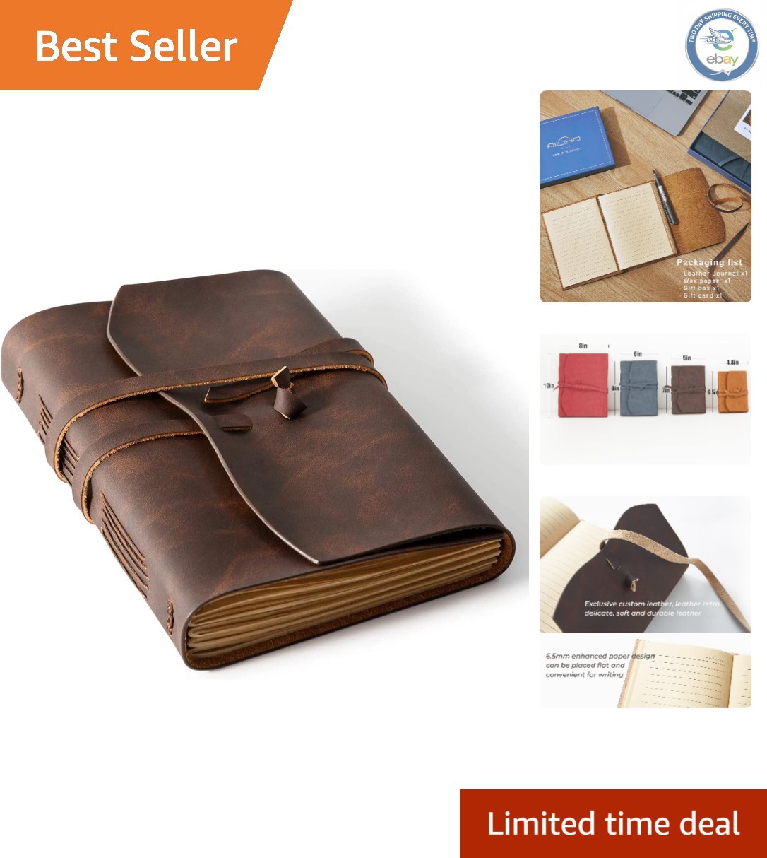 Luxury Brown Leather Journal – 260 Pages, Vintage Style for Writing & Sketching