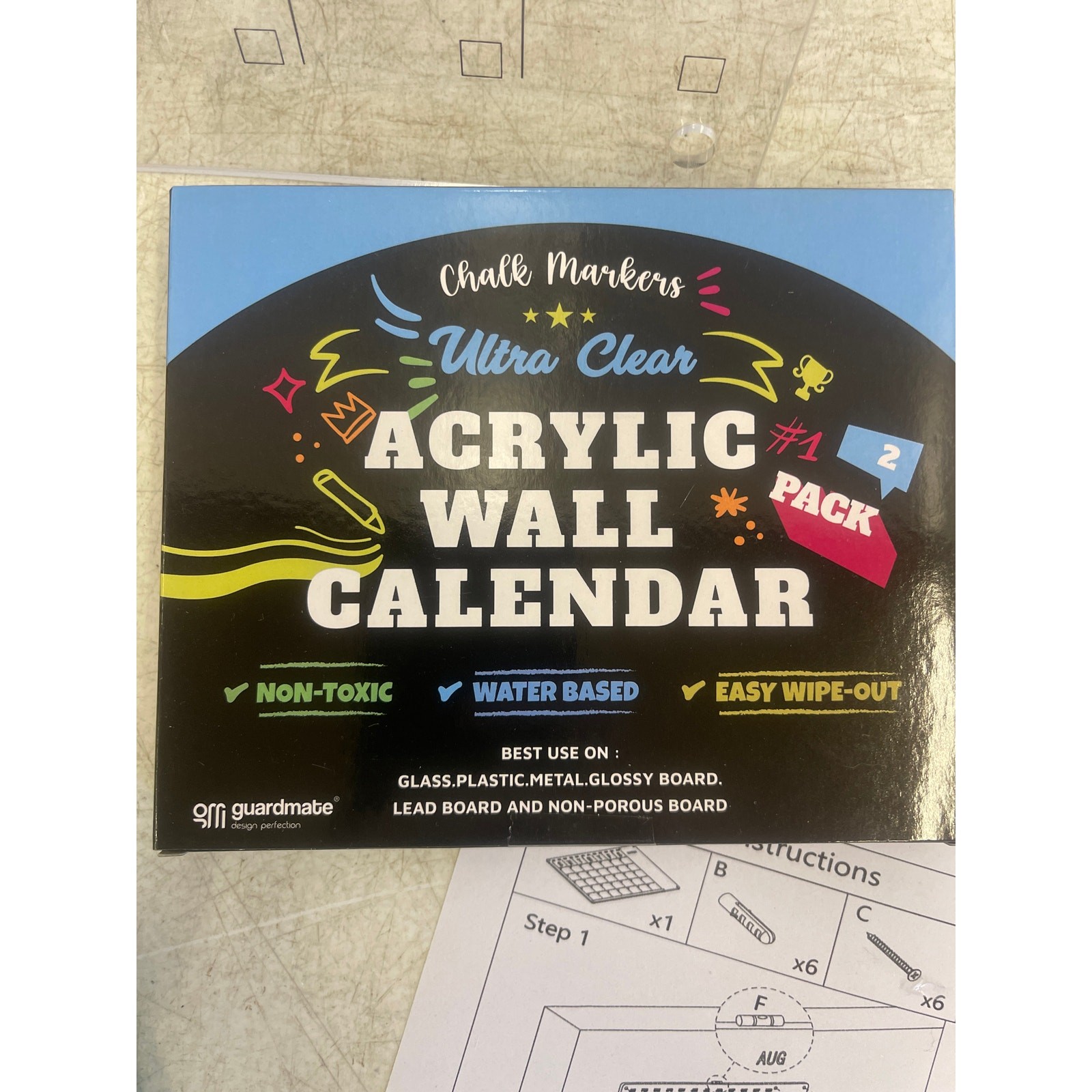 12″ X 12″ Guardmate Acrylic Wall Calendar Clear Calendar Whiteboard
