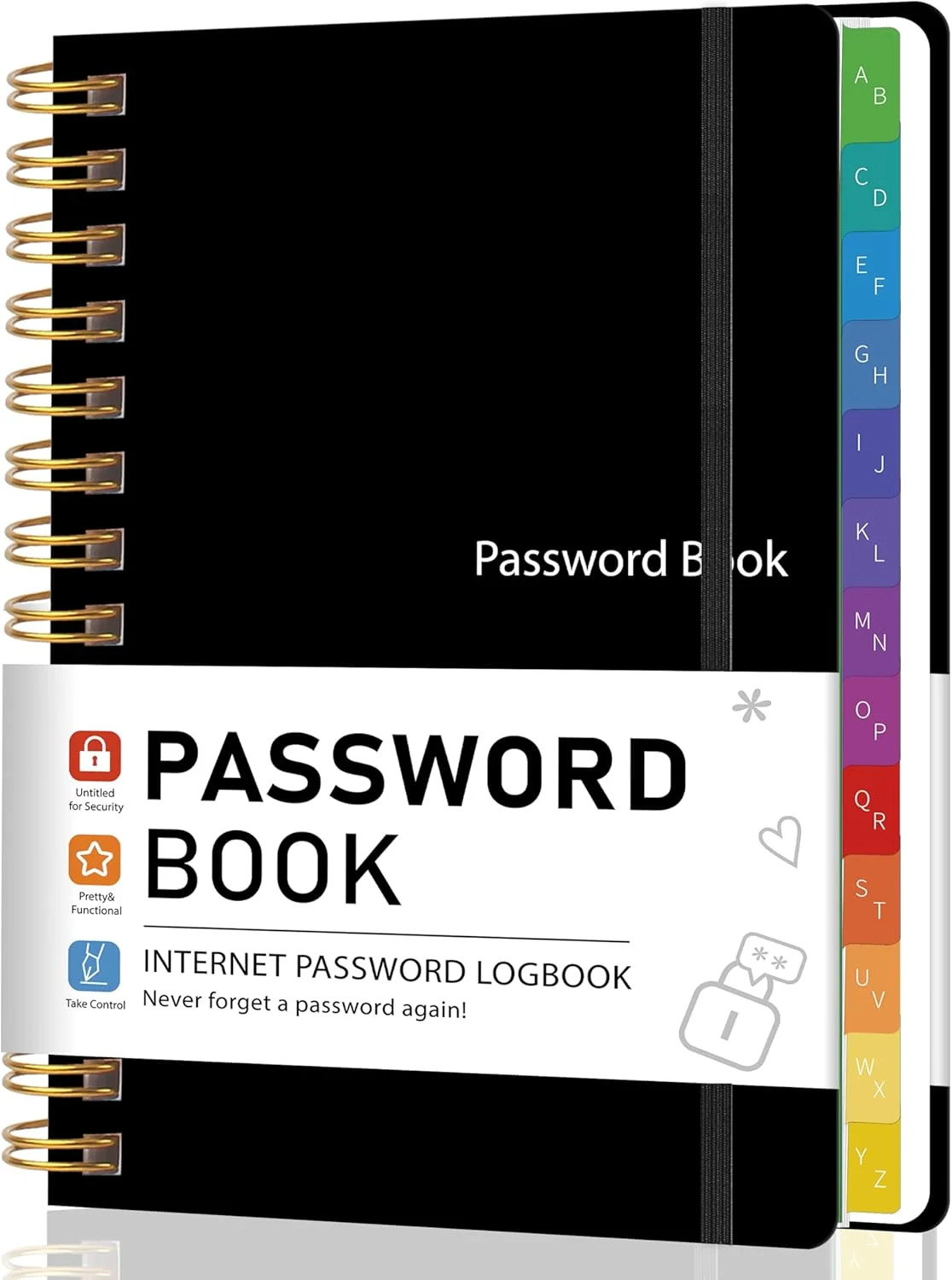 Spiral Password Book with Alphabetical Tabs, 5.8″ X 8.2″ Password Keeper Book fo