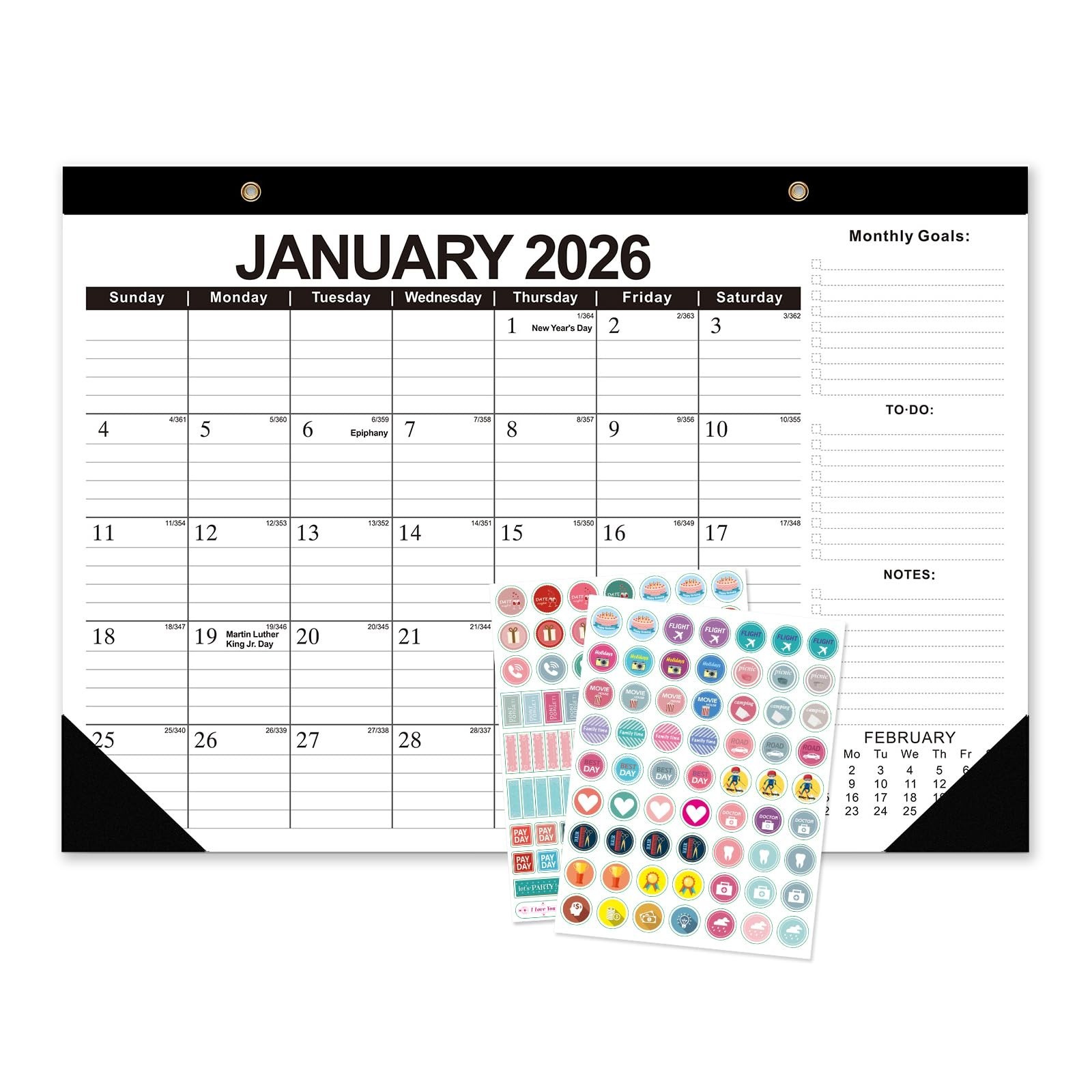 Desk Calendar 2026-18-Month (Jan 2026-Jun 2027) 17×12 Inches, 2 Stickers Incl…