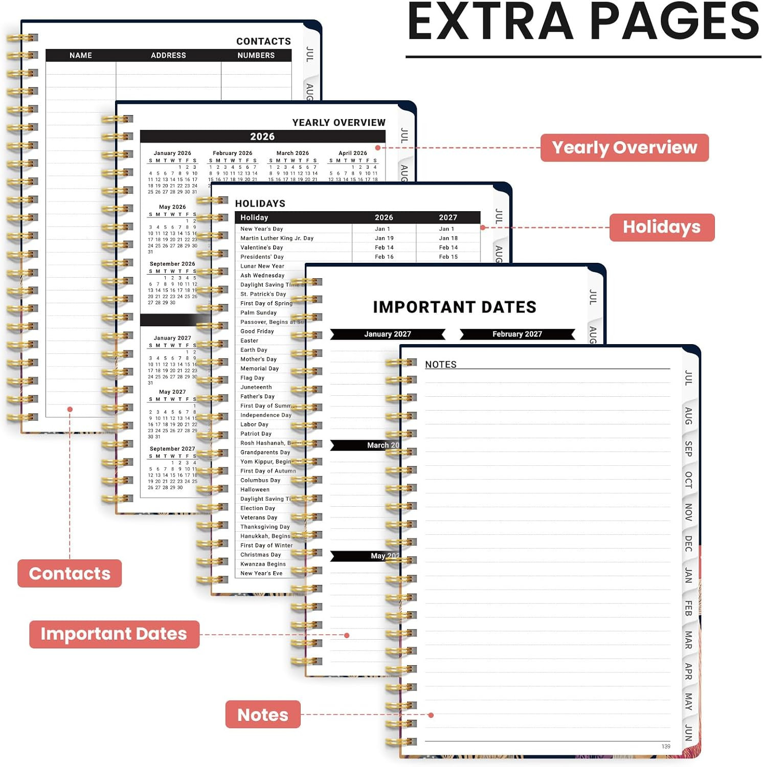 Planner 2026-2027, Hardcover Monthly and Weekly Academic Planner July 2026 – Jun