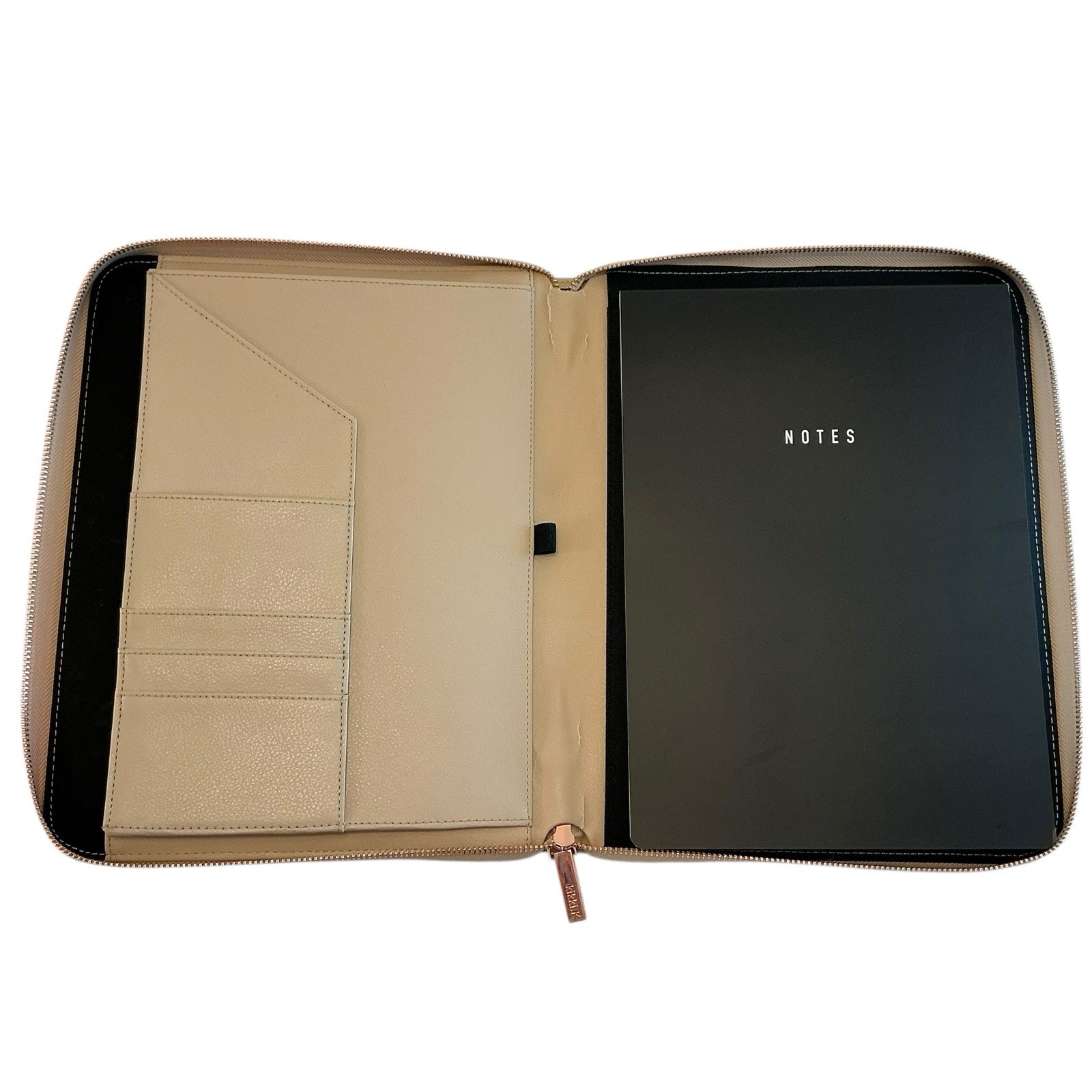 Kikki.K Leather Compendium LATTE, Zip Padfolio, Portfolio Large A4 – 12 x 9.5
