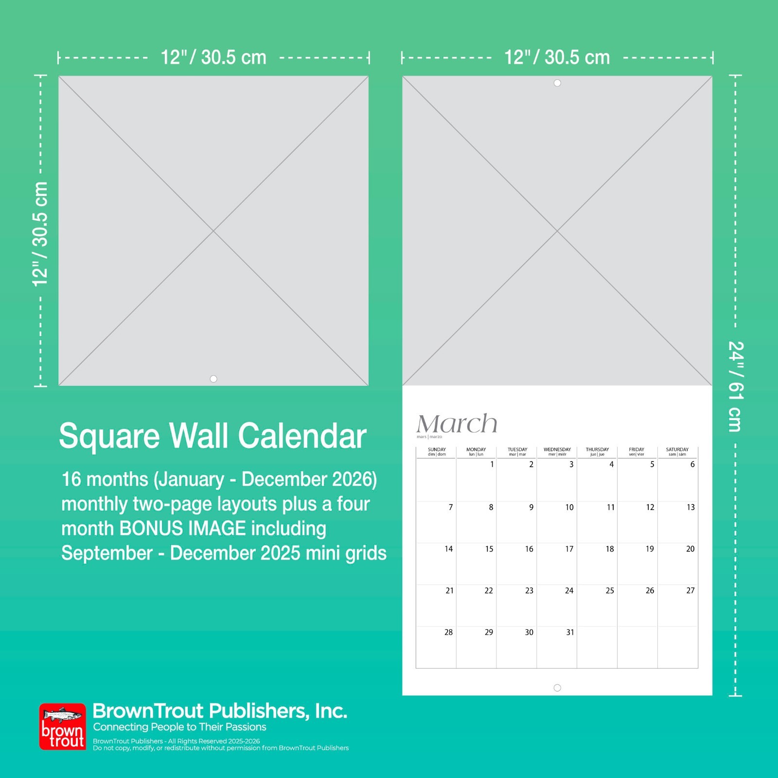 Ozzy Osbourne OFFICIAL | 2026 12×24″ (Hanging) Monthly Square Wall Calendar