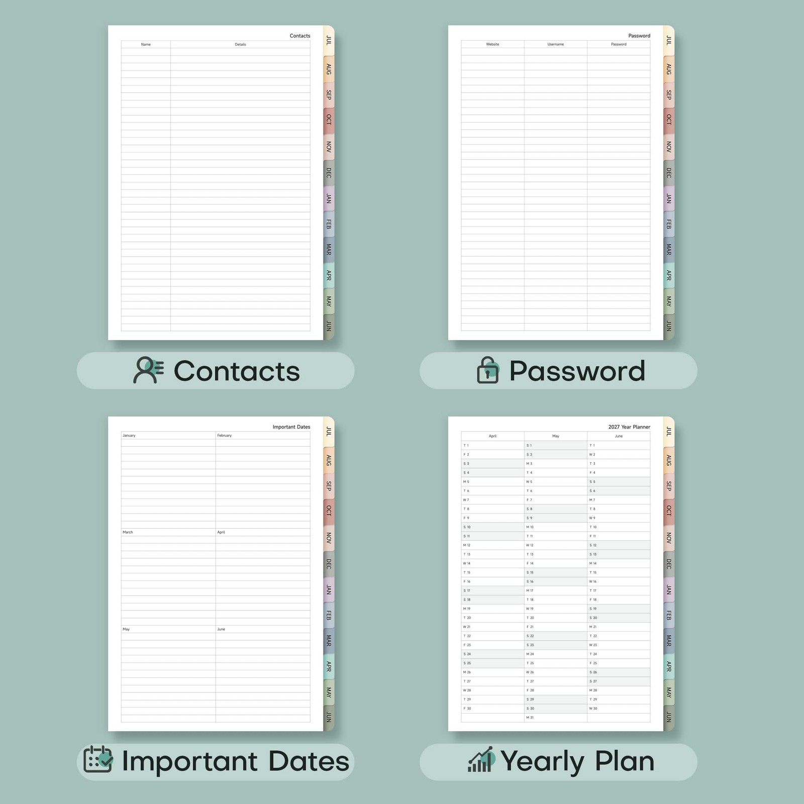Planner 20262027 Monthly and Weekly Academic Planner July 2026 June 2027, Li…