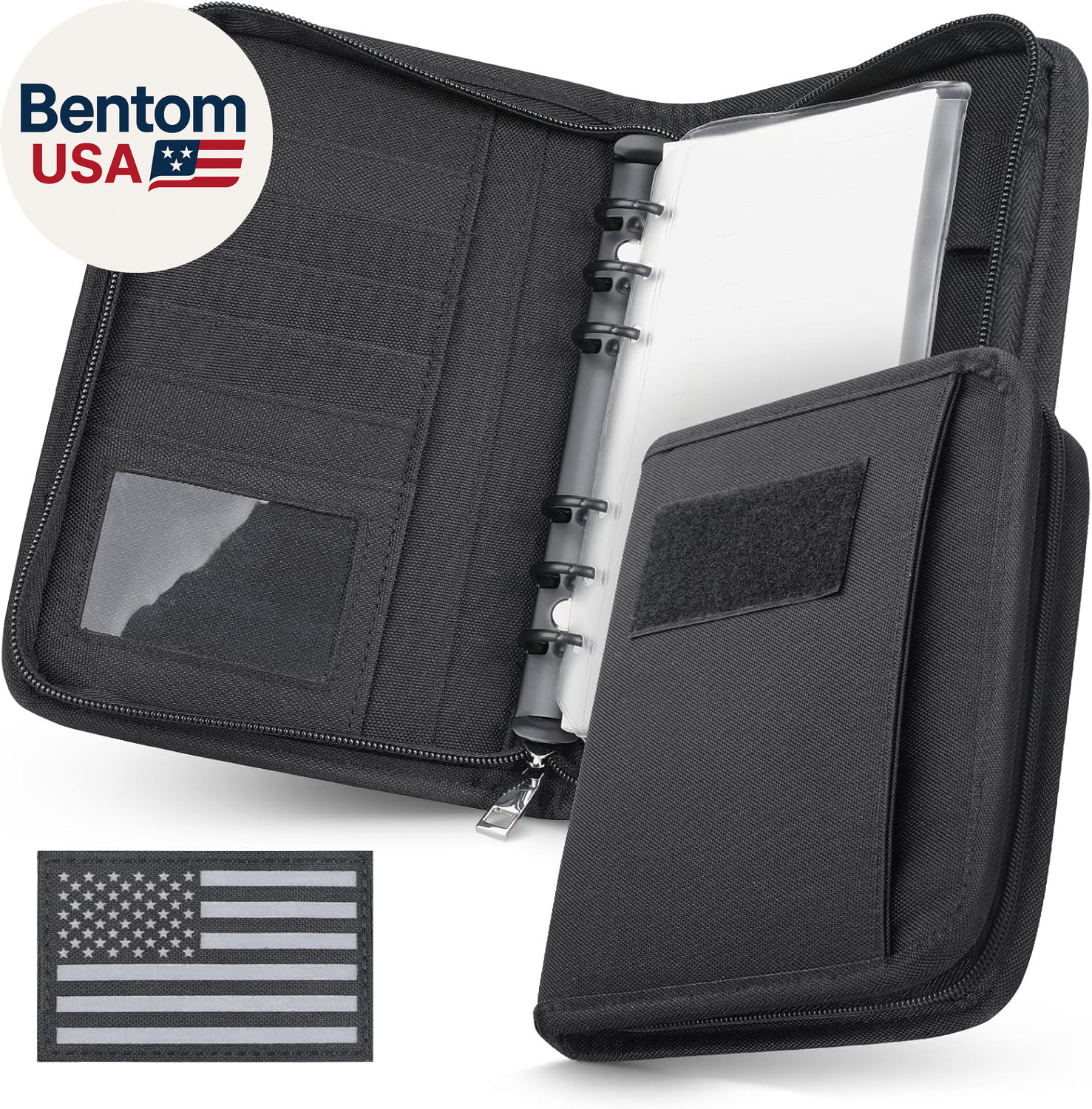 Tactical Notebook Padfolio Ring Binder – Refillable 6-Ring A6 Binder, Zip Hardco
