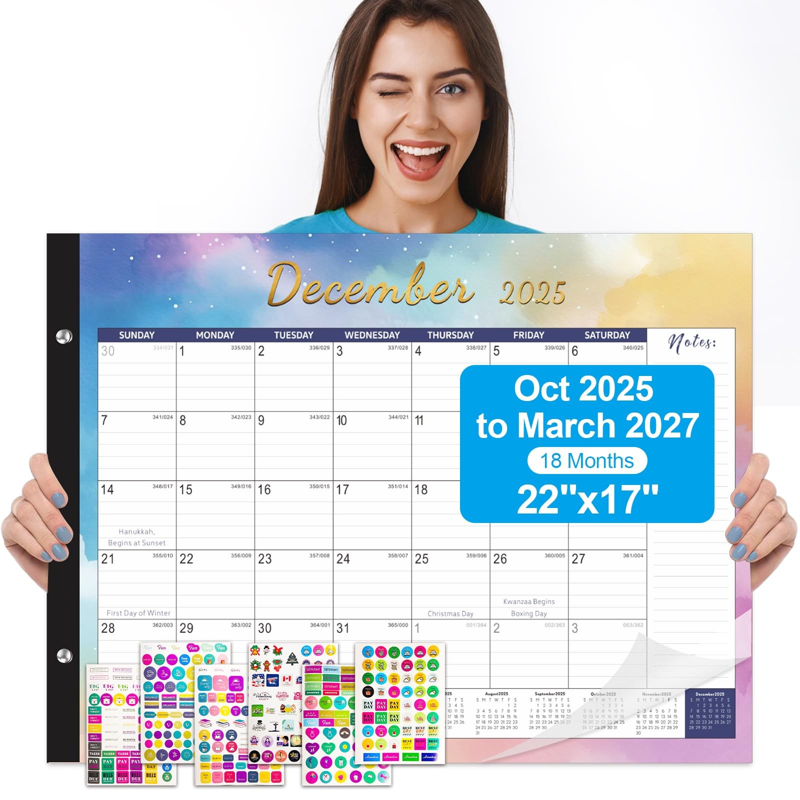 Gannyfer Desk Calendar 2026 – 18 22″ x 17″(Oct.2025 – March.2027), Colorful