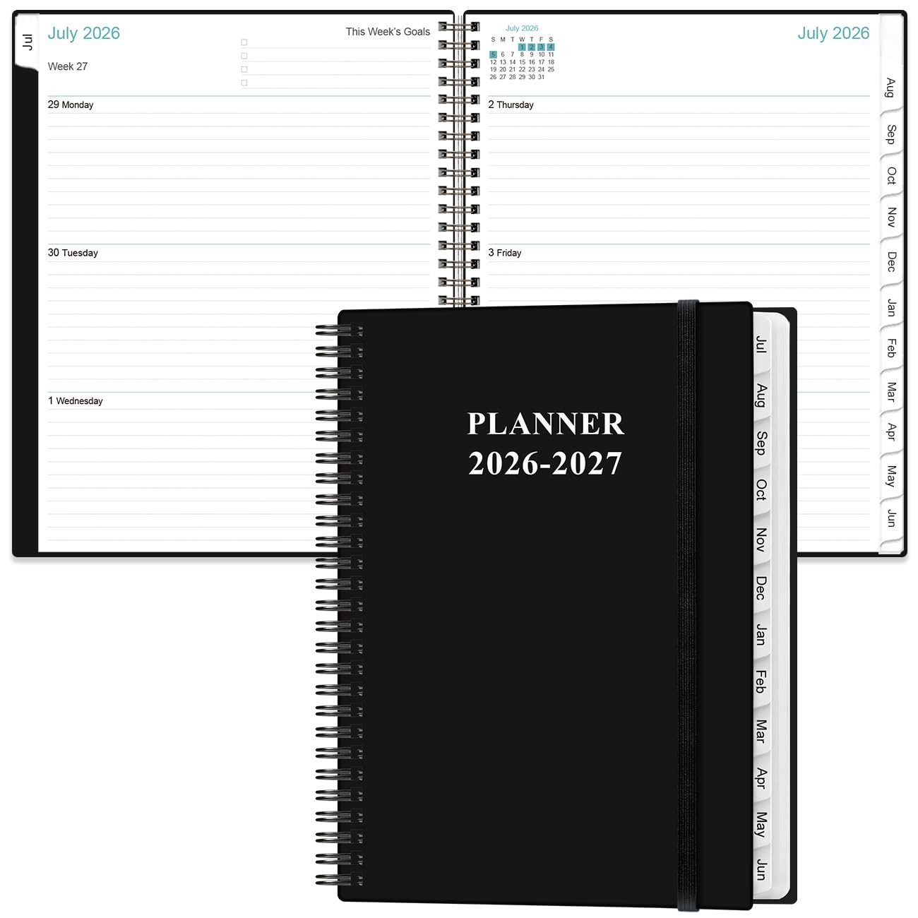 2026-2027 Planner – 8.5″ x 11″ Weekly Monthly from x 11″, Black