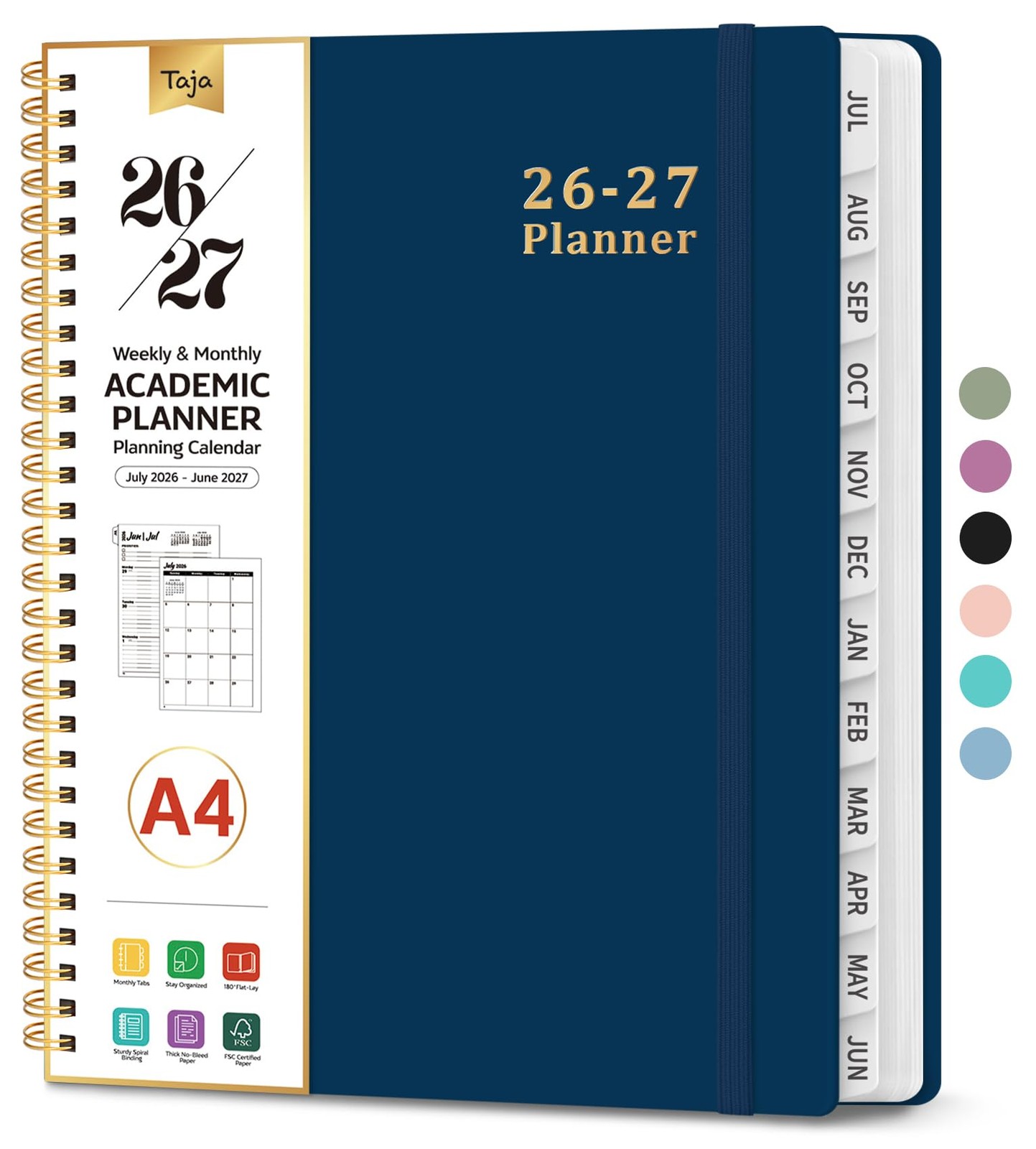 Planner 2026-2027, 8.5″ x 11″ Weekly and Monthly A4(8.5″x11″), F-Navy Blue