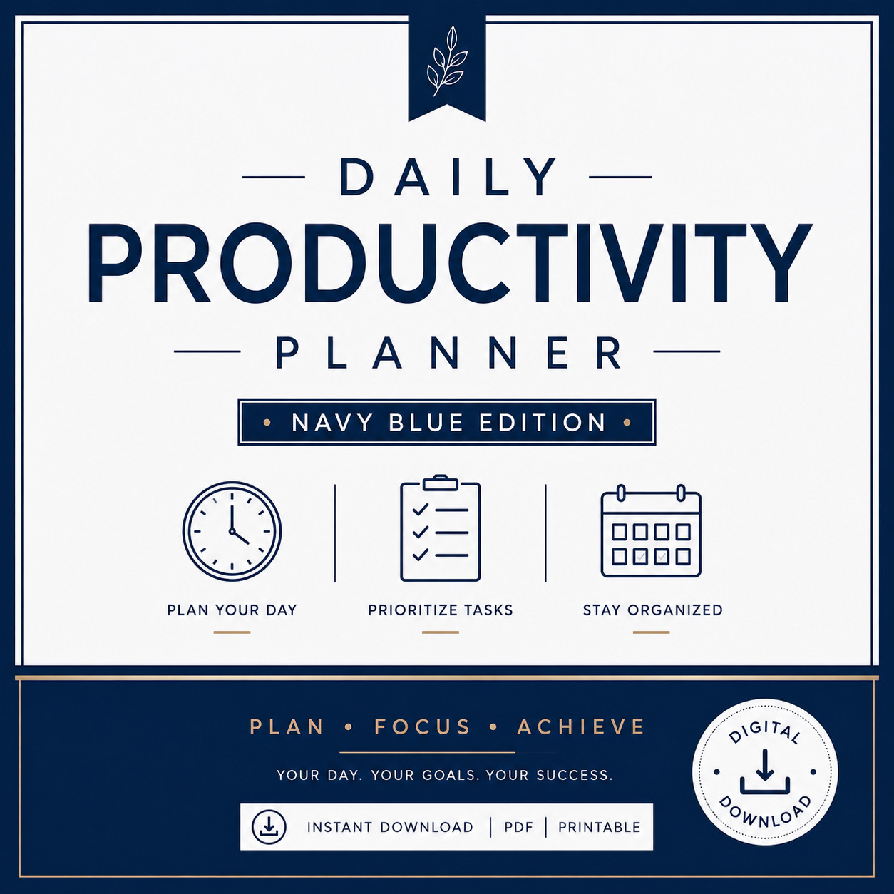 Digital Minimalist Daily Planner Printable as Diary or Notebook