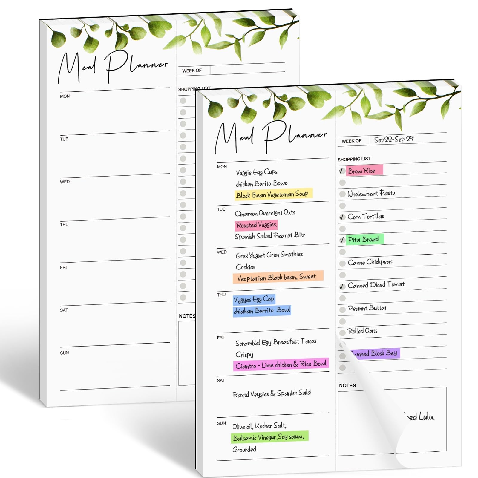 2 PCS Weekly Meal Planner Magnetic for Fridge 8.3×5.5”, Undated Meal Planner …