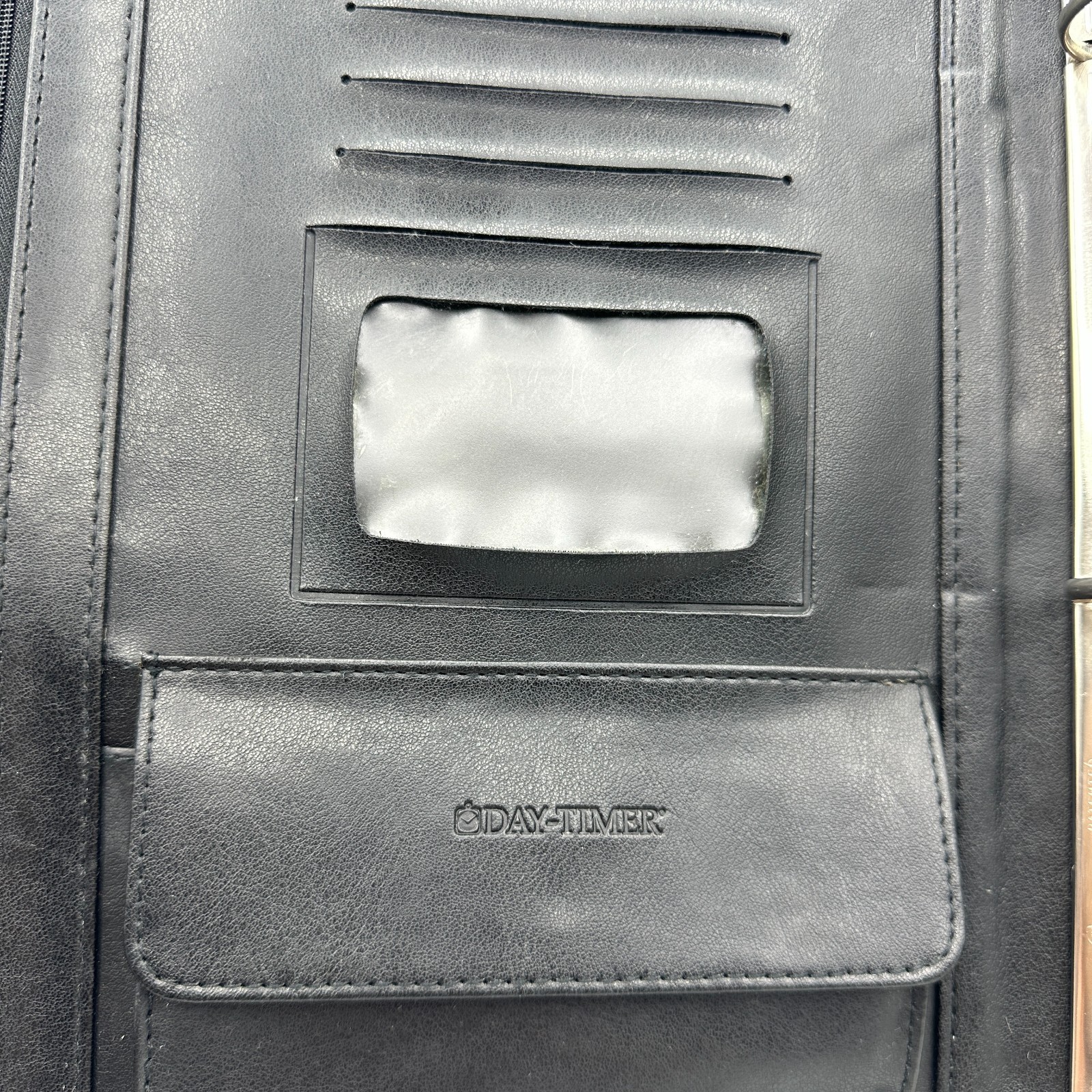 Day Timer Black Leather Zip 3 Ring Binder 11 x 14 in Briefcase Portfolio Handles
