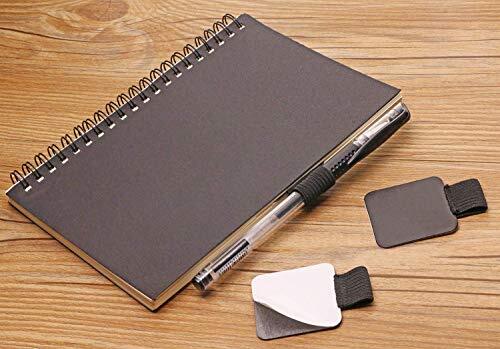 Self-Adhesive Pen Loop Leather Sticker Holder with Elastic Band Black, 2pcs
