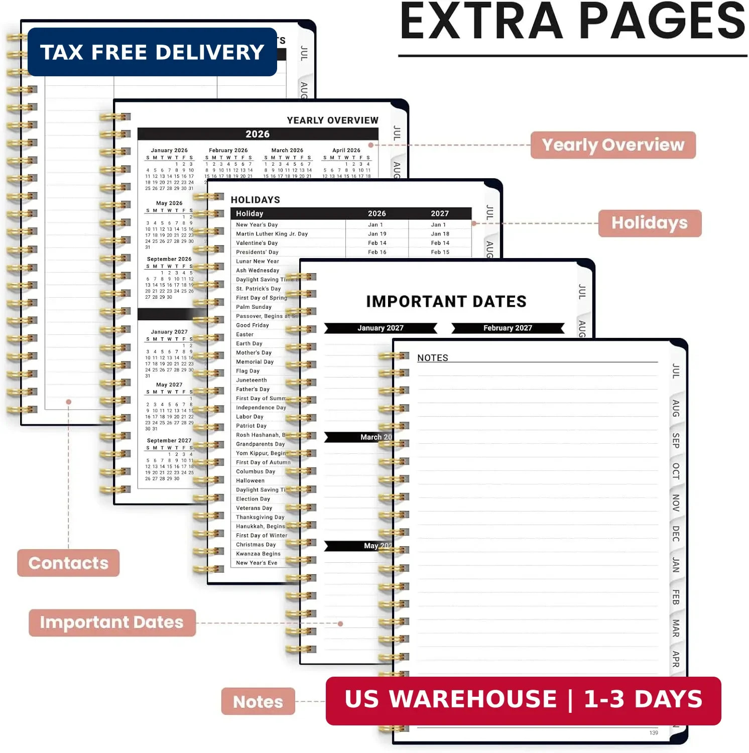 Planner 2026-2027, Academic Planner Weekly and Monthly, Jul 2026 – Jun 2027, Spi