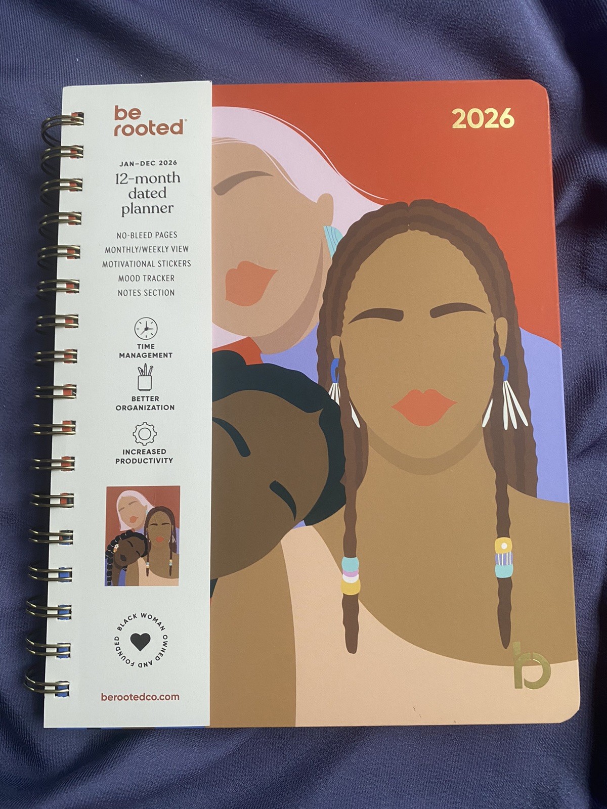 Be Rooted Yearly Planner 2026 7″x9″ 3 Girls Burnt Orange