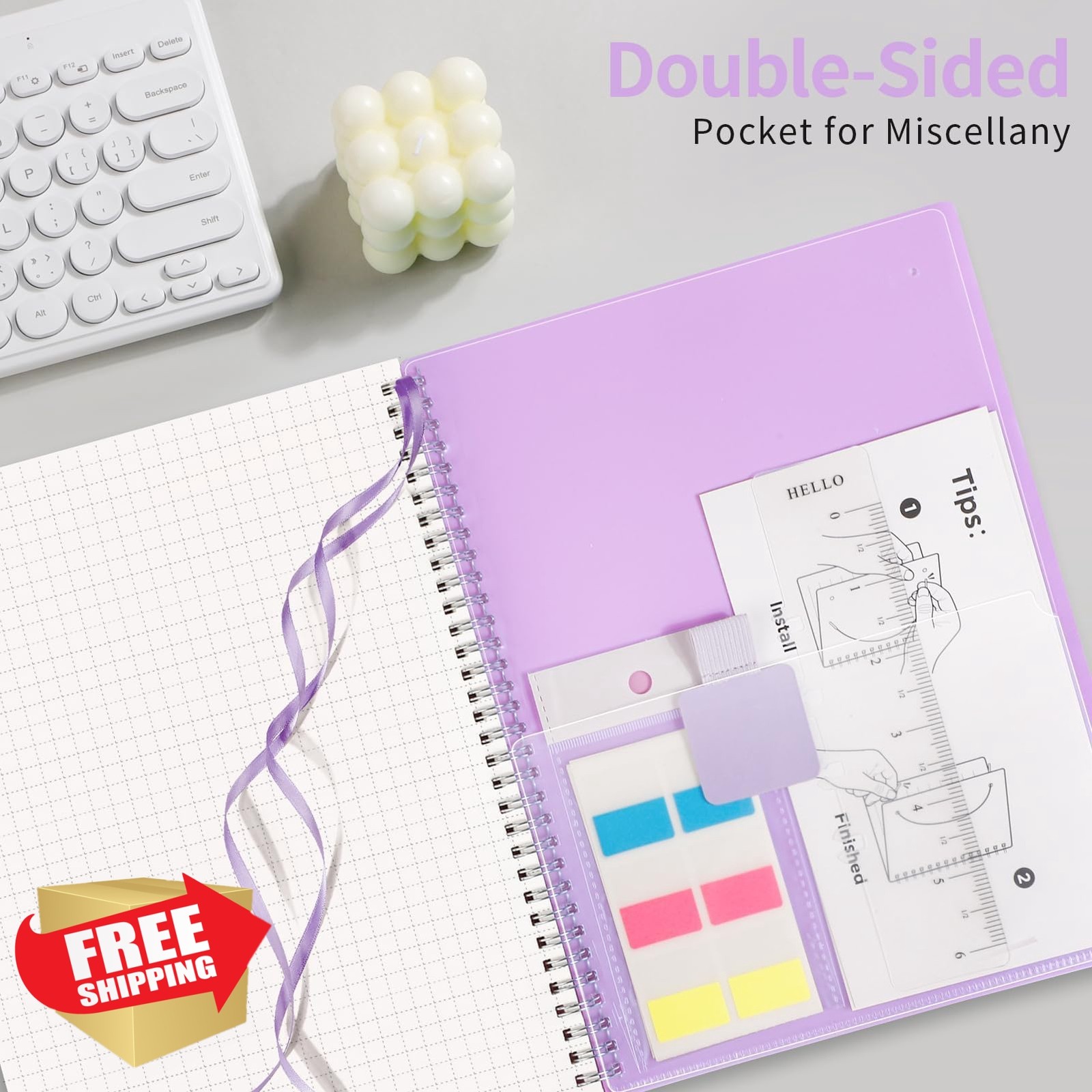 AHGXG A4 Purple Graph Notebook