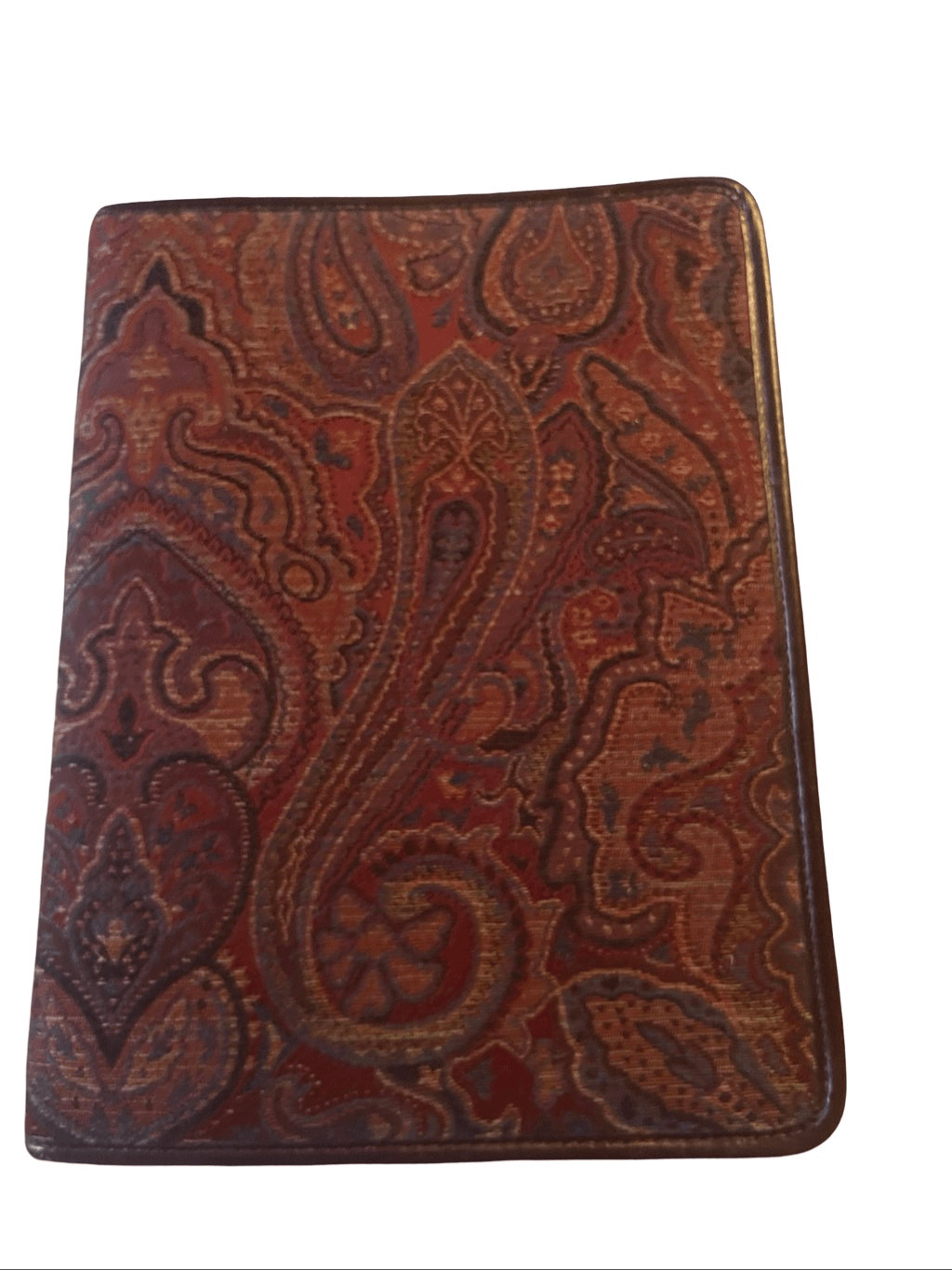 Vintage Franklin Quest Co. Brown Red Leather Paisley Tapestry Day Planner OS