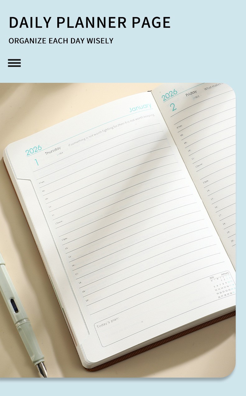 2025-2026 Daily Planner Book English Version Time Management Birthday Gift