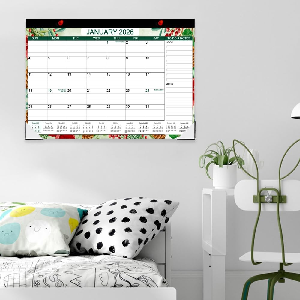 Desk Calendar 2026-2027, Runs Apr 2026 to Jun 2027, 17″ x 12″, Floral