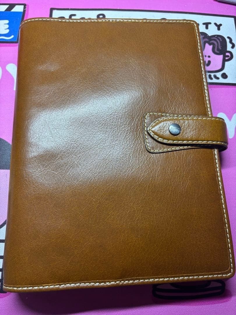Authentic Filofax Malden A5 Brown Leather Snap Closure Planner Organizer