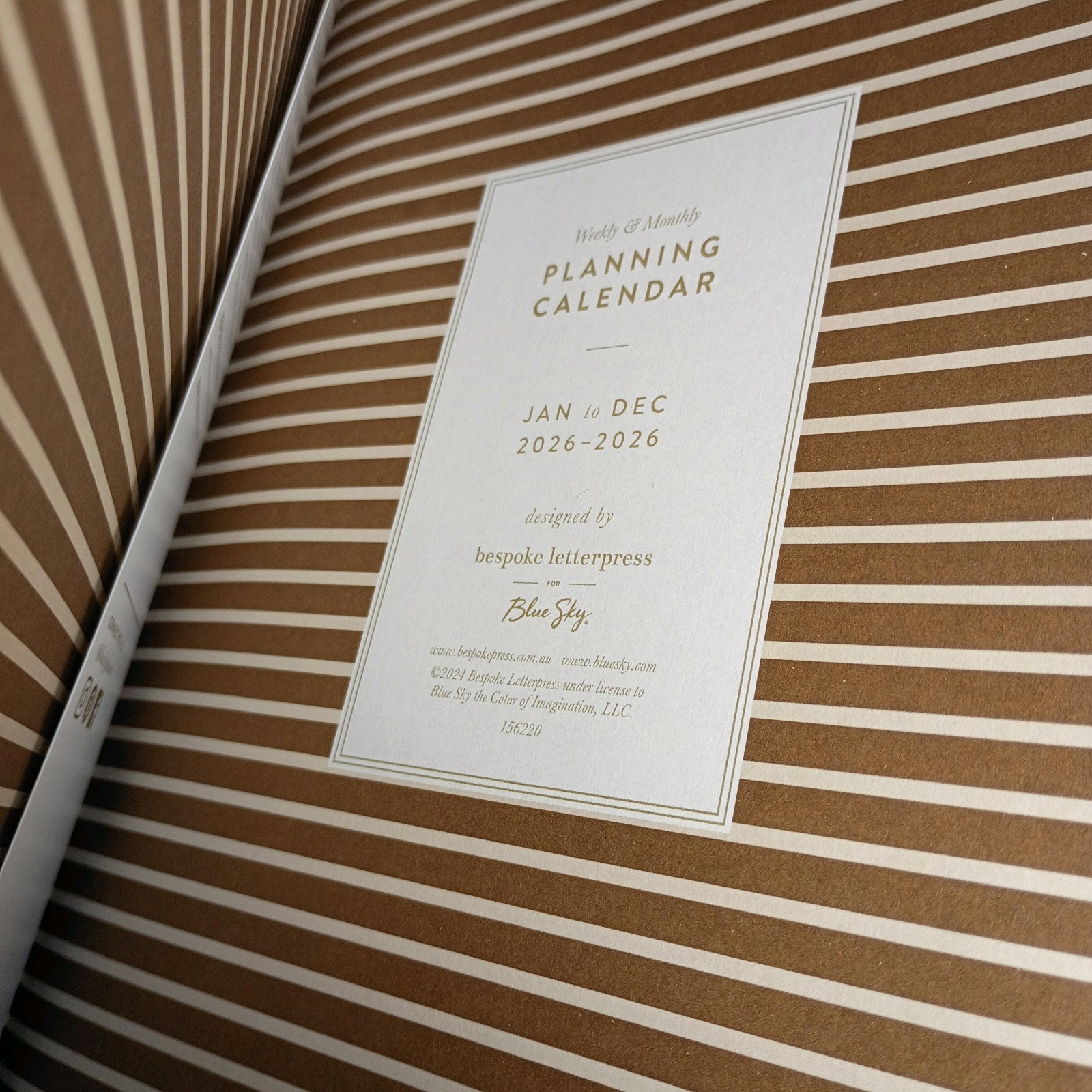 2026 Bespoke Letterpress – Blue Sky Bespoke Letterpress Planning Calendar 156220