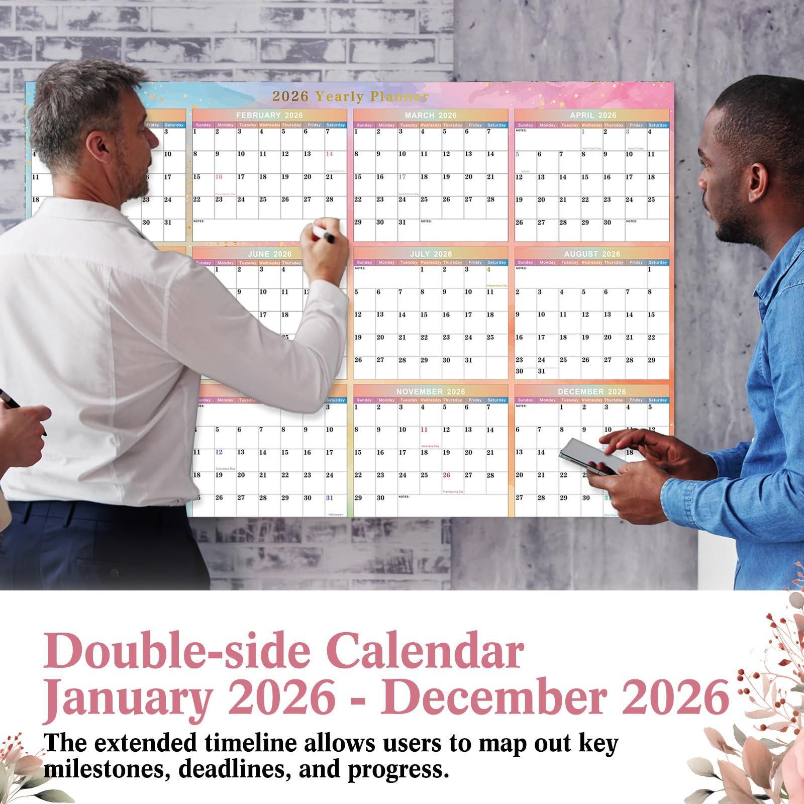Humyoun 2026 Wall Calendar 32″ x 48″ Dry 32 x 48 x 0.04 inches, colorful