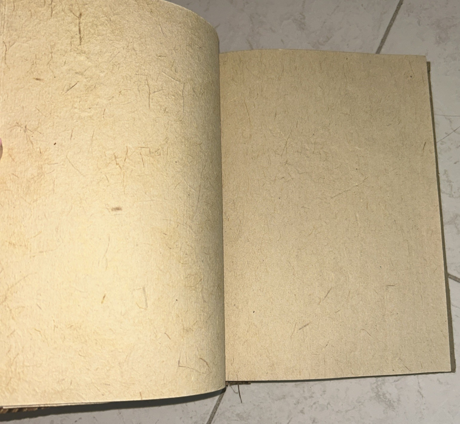 Handmade Blank Journal with Leaf, Wood & Twine Cover, Unlined Pages Bamboo Paper