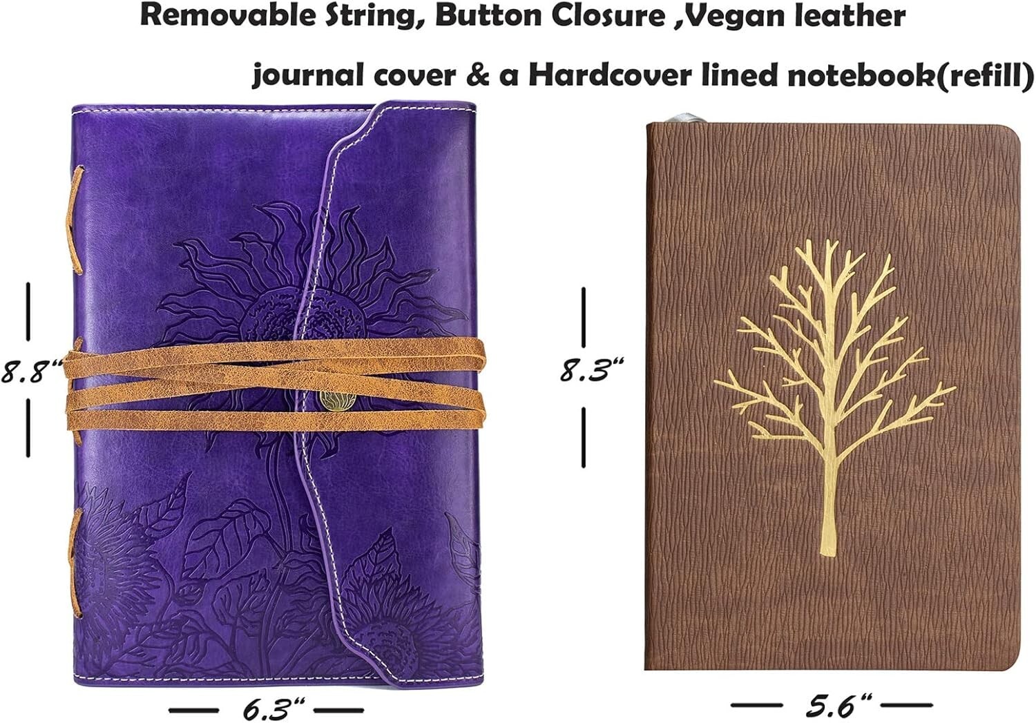 Vintage Purple Faux Leather Refillable Writing Journal – Slim A5 Diary Notebook
