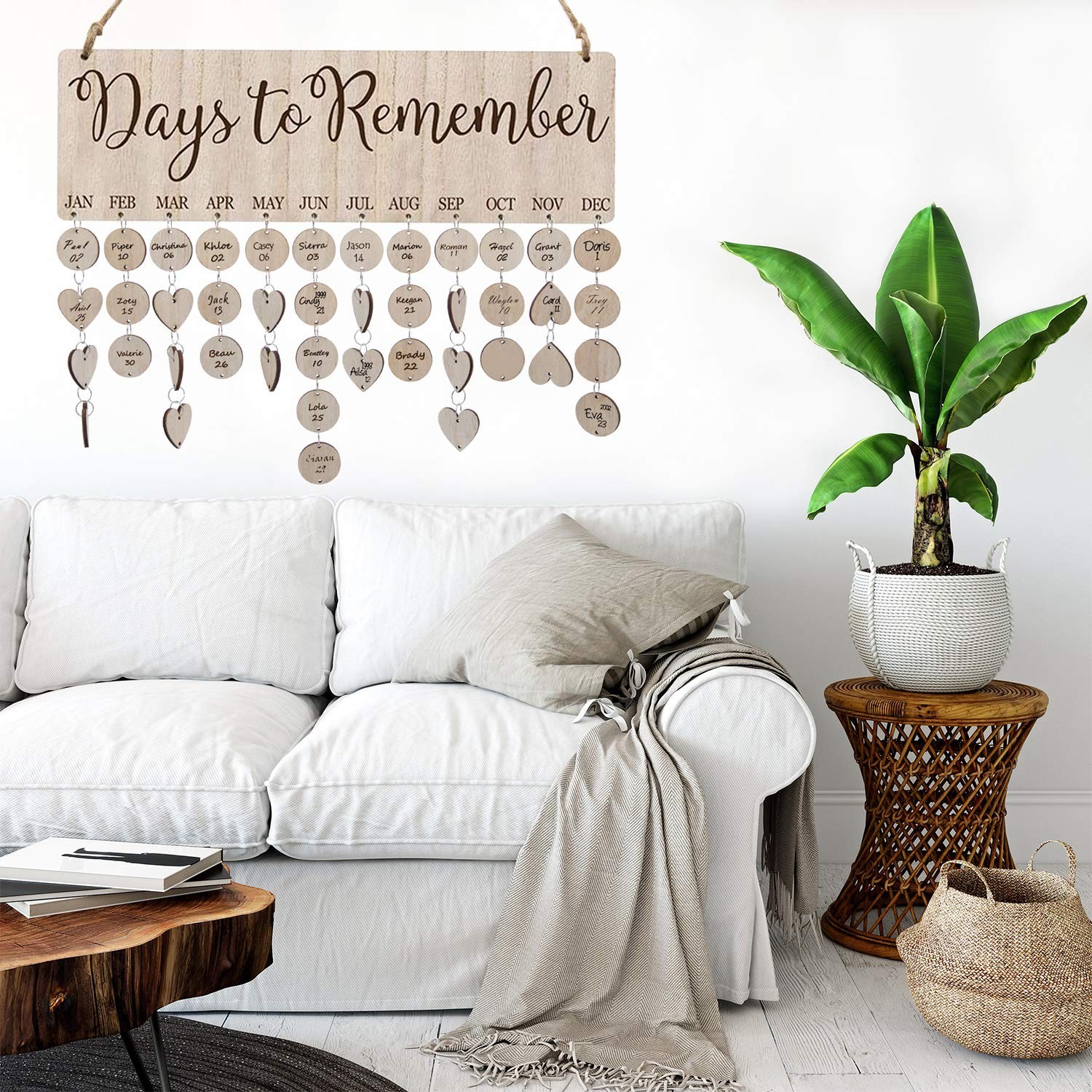 Family Birthday Reminder Calendar Board With Tags,DIY Wooden Day to Remember