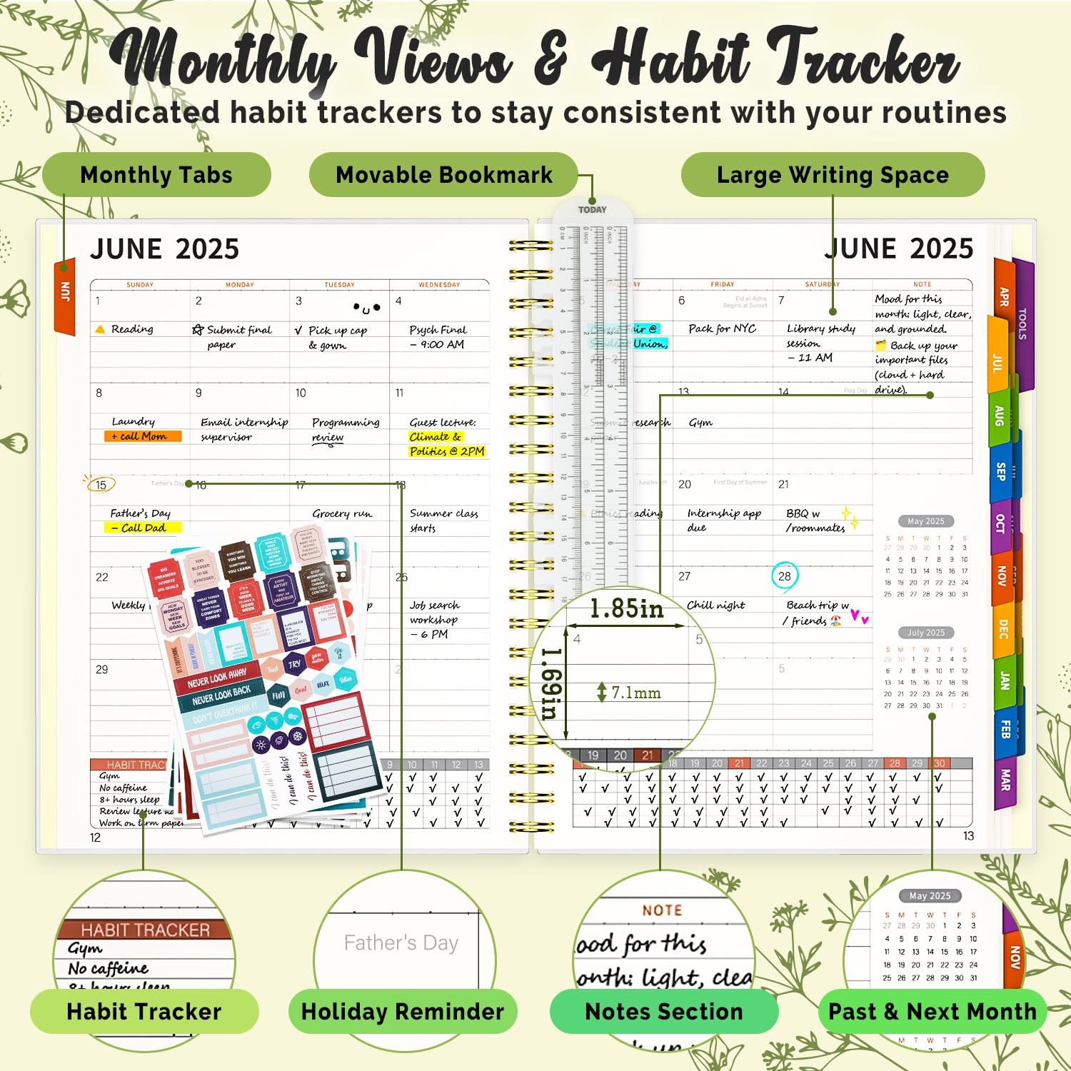 Jun 2025-Dec 2026 Academic Monthly Weekly Daily Planner for School, 19 Months…
