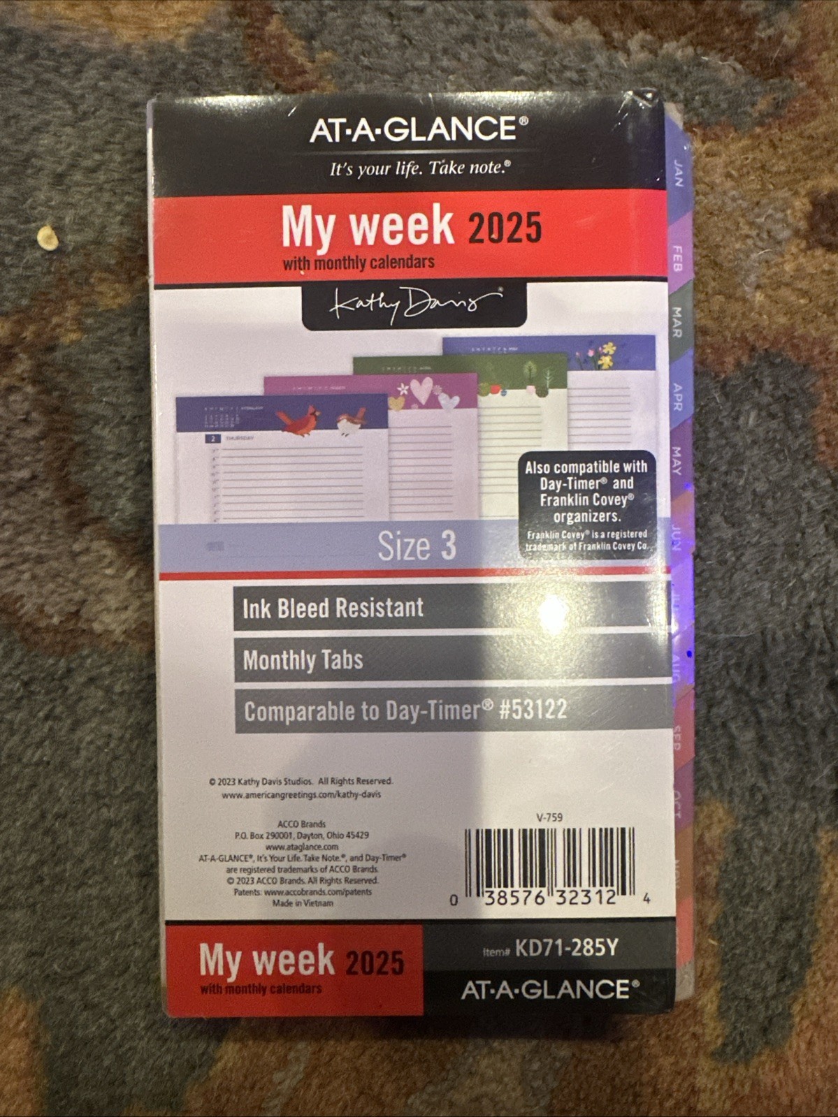 2025 Weekly Planner Refill AT-A-GLANCE Size 3 New Year Kathy Davis KD71-285Y