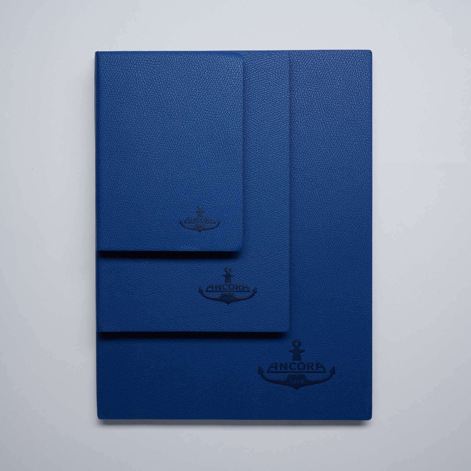 Ancora MIDNIGHT NAVY Luxury ITALIAN Leather set of 3 Notebooks ( A6, A5, A4)