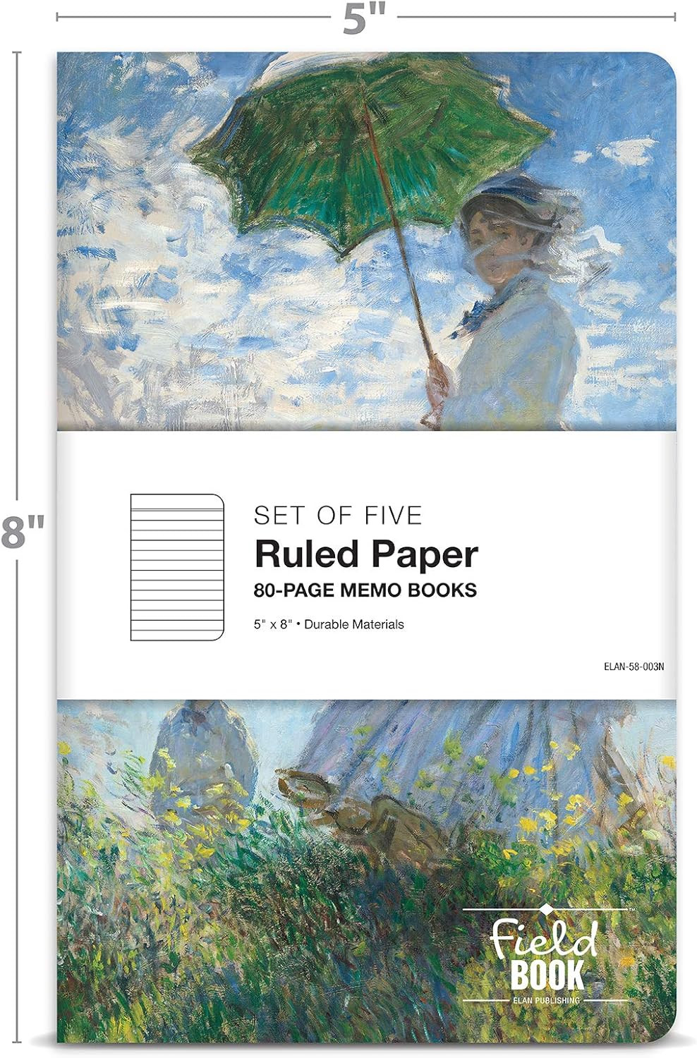 Field Notebook – 5″x8″ – MONET Patterns – Lined Memo Book – Pack of 5