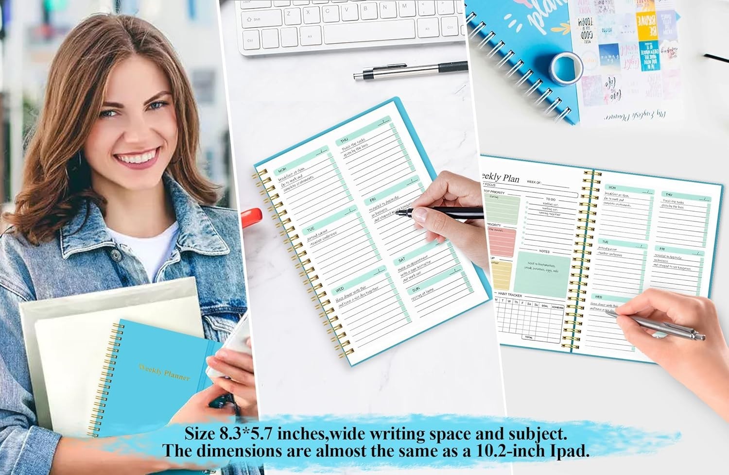A5 Weekly Planner Undated Daily To Do List Planner, Weekly Goals Noteb…