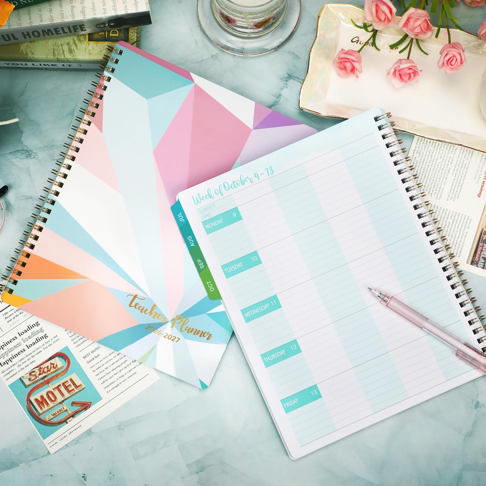 Teacher Planner 2026-2027 – Lesson 9″ x 11″, Blue and Purple