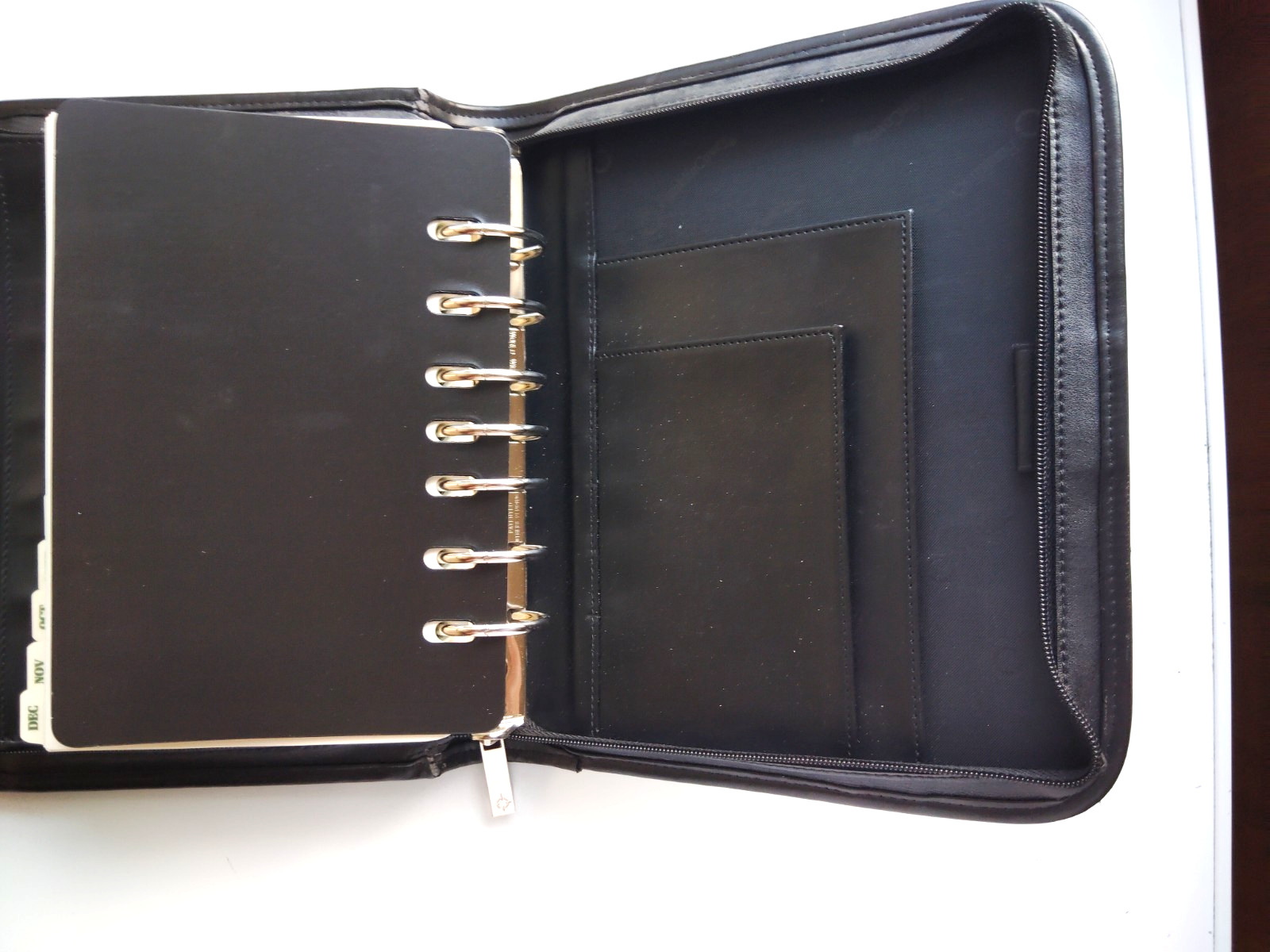 Franklin Covey Top Grain Leather Organizer 7-Ring Zip Around Black 10″ Vintage