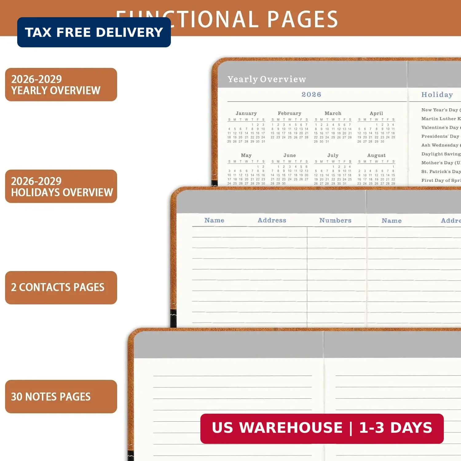 2026-2029 Pocket Calendar/Planner – 3 Year Monthly Pocket Calendar 2026-2029, fr