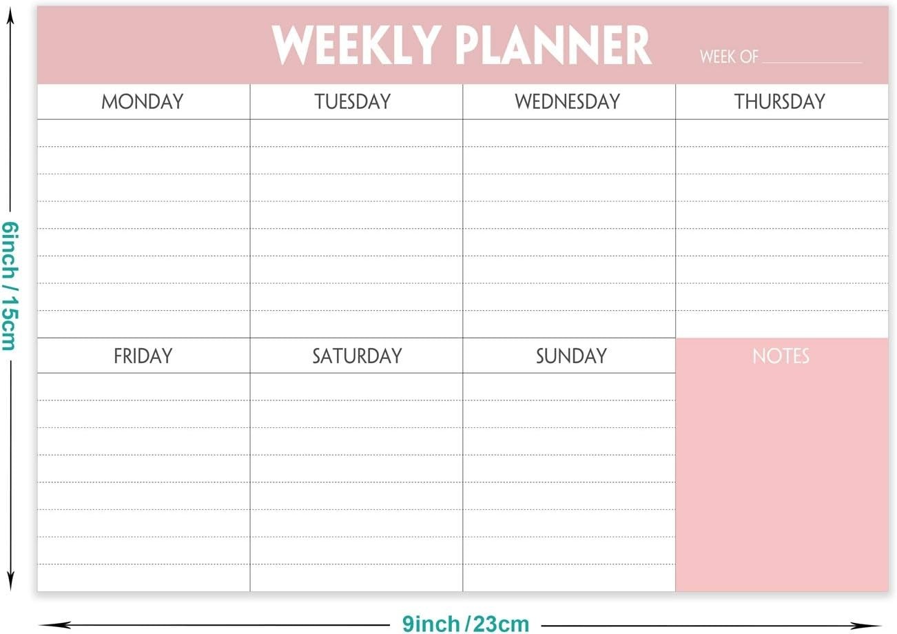 Weekly Planning Pad – Tear off to Do List Pad with Daily Schedule & Calendar, 52