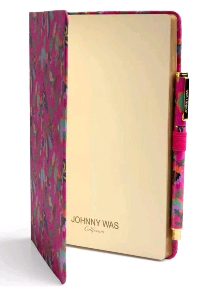 NEW Johnny Was Verney Journal and Pen Set Silk Blend Floral Pink Size 8.5″ x 6″