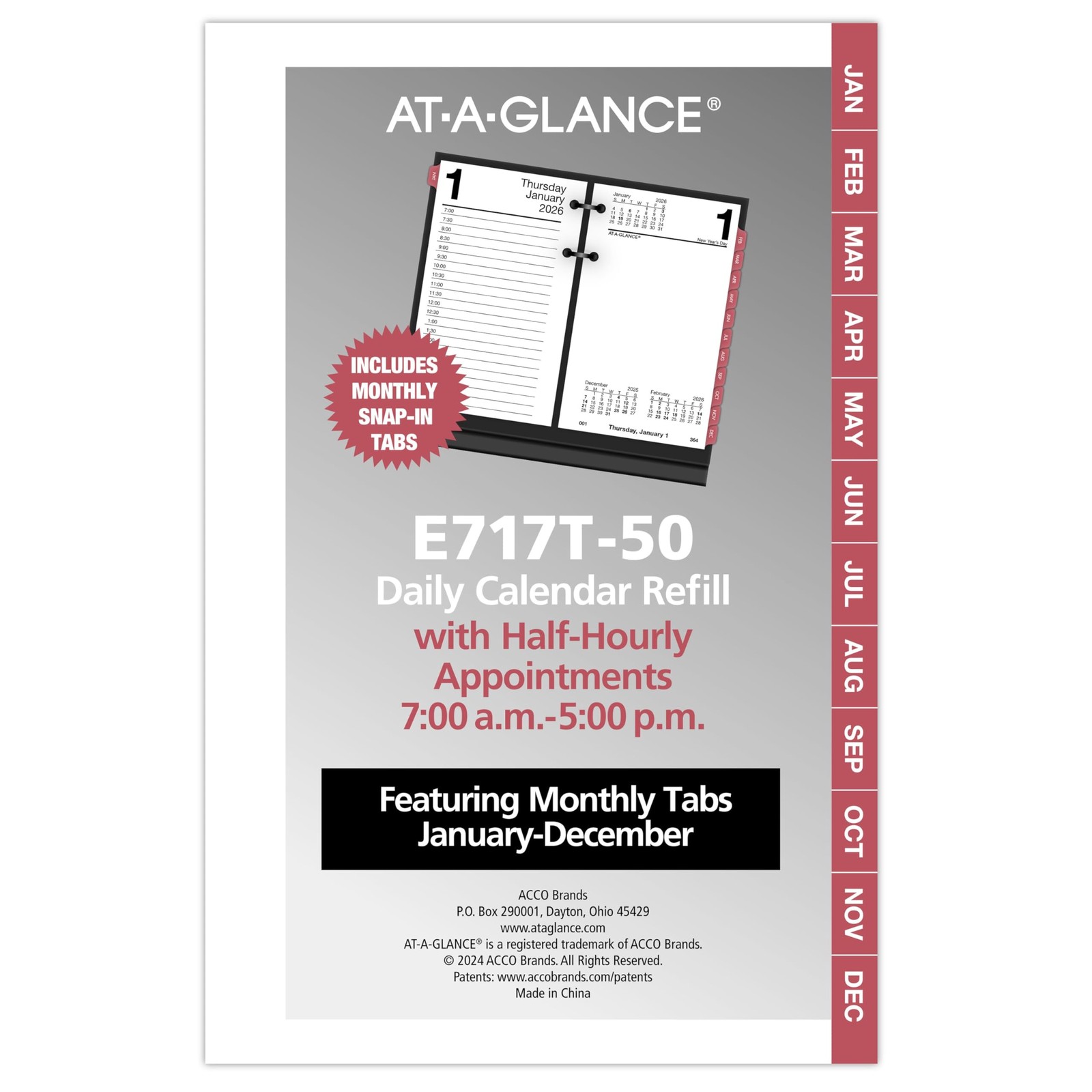 2026 Desk Calendar Refill, Daily, 3.5″ x 6″, Standard, Loose-Leaf (E717T5026)