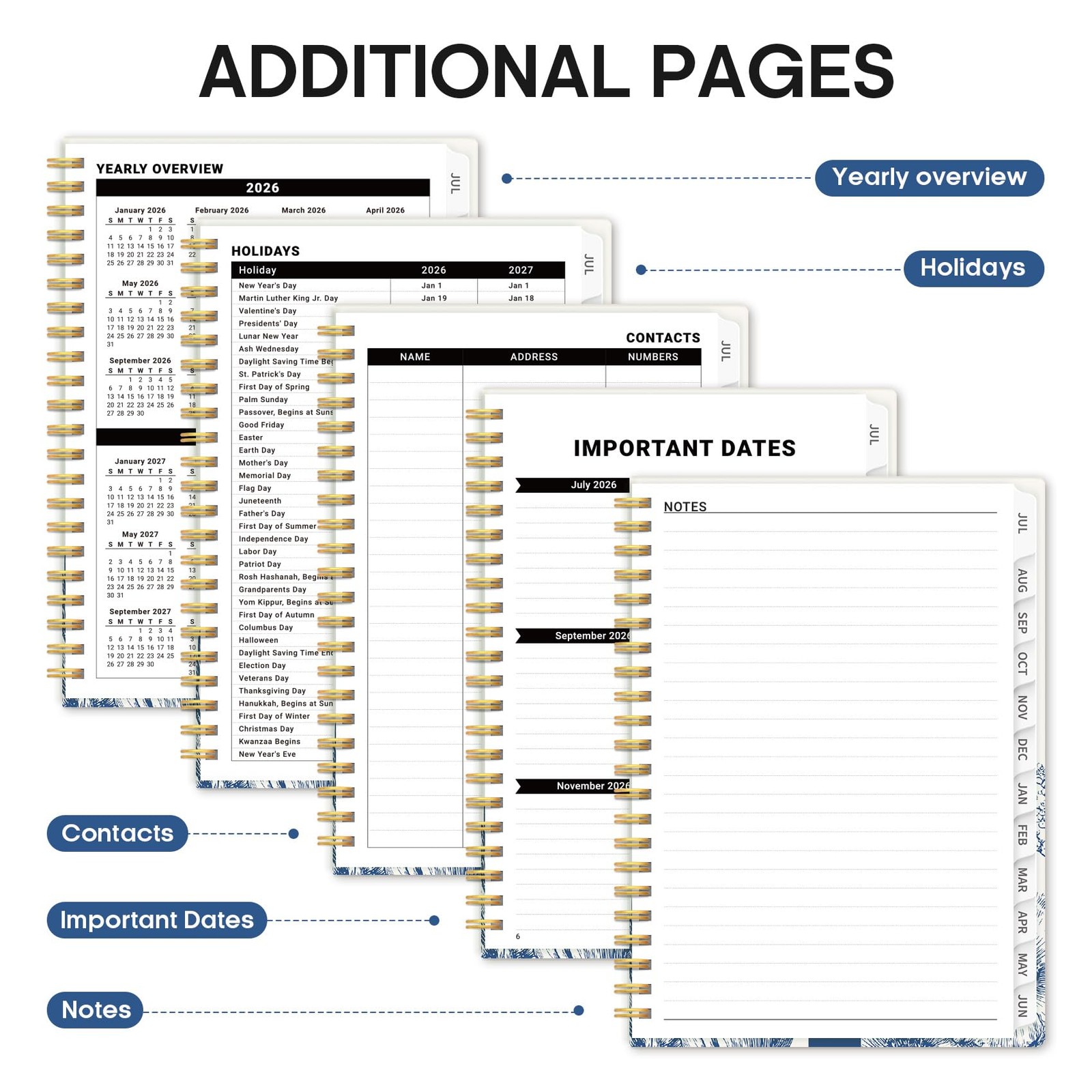 Planner 2026–2027, Monthly & Weekly School Year (8.5″x11″)a4, A-Blue Elegance
