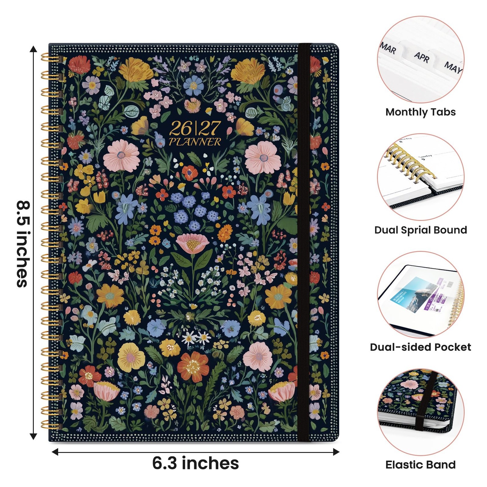 Planner 2026-2027, Academic Weekly 6.3″x8.5″ (A5), A-Garden of Whimsy