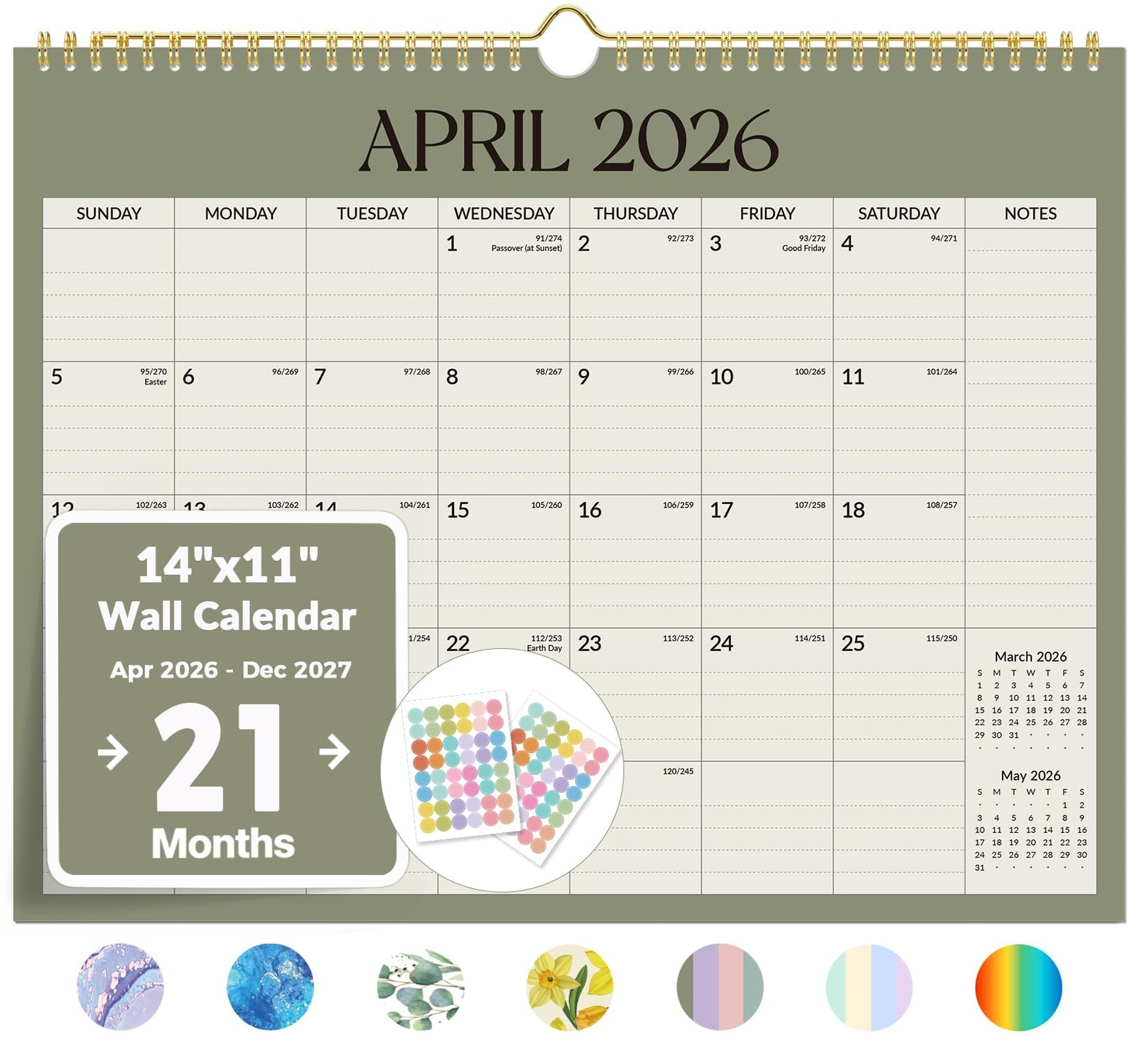 Calendar 2026-2027, Forvencer Wall from Jun 2026 to 14″ x 11″, Cyan