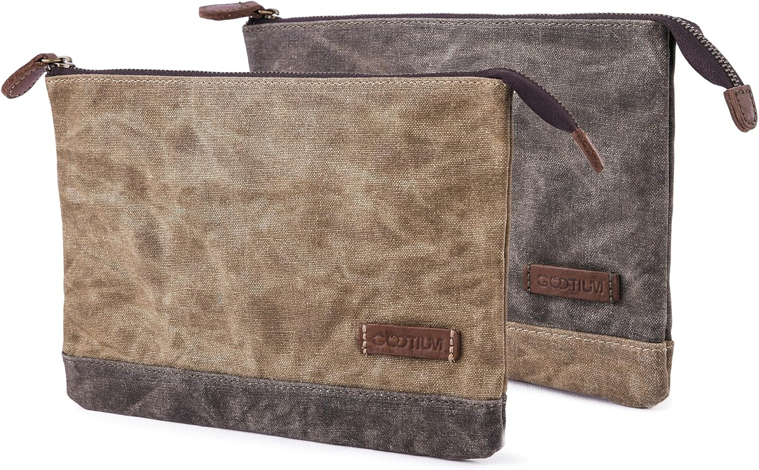 Waxed Canvas Stationary Organizer Set – 2 Zipper Pouch and Pencil Case