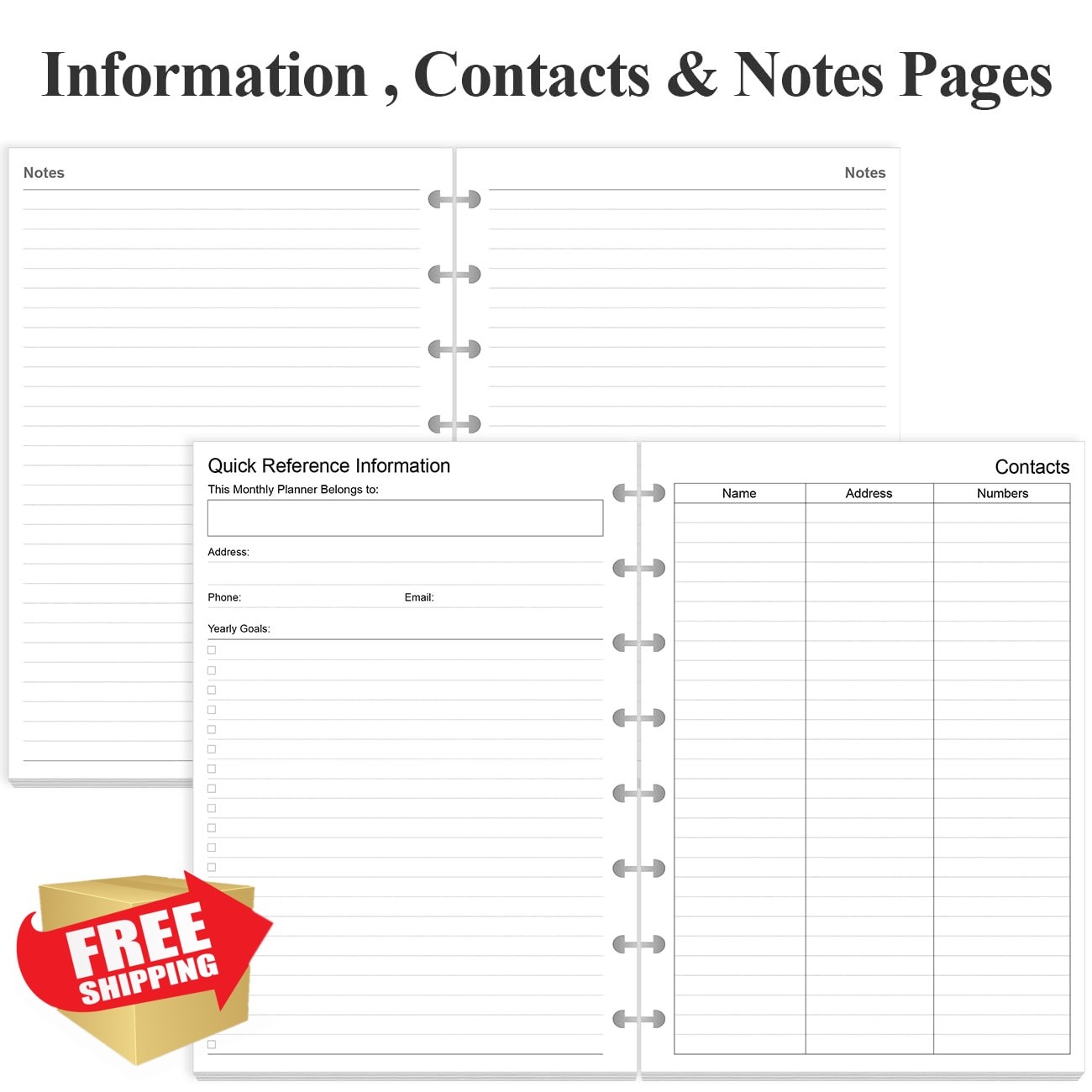 Yaridar Junior Size Undated Planner Refills 8-Disc