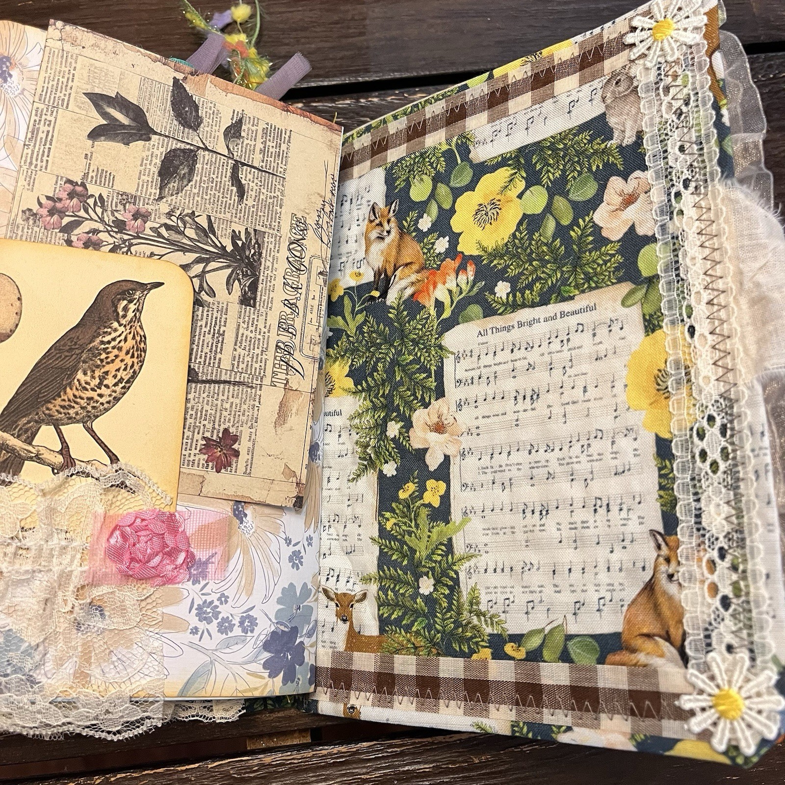 Junk Journal Nature Music Hymns Christian Faith Based Softcover Decorated 3 Sig