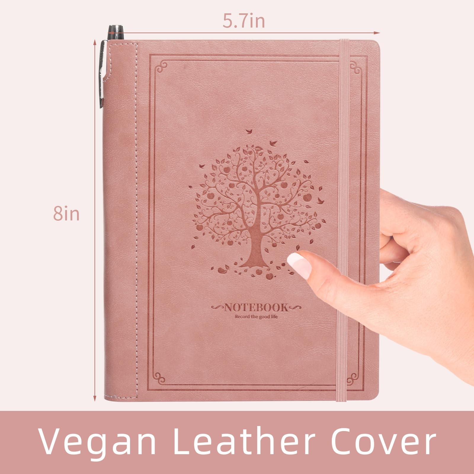 OnMove Lined Notebook Journal for Women Men 320 Pages A5 Hardcover Pink