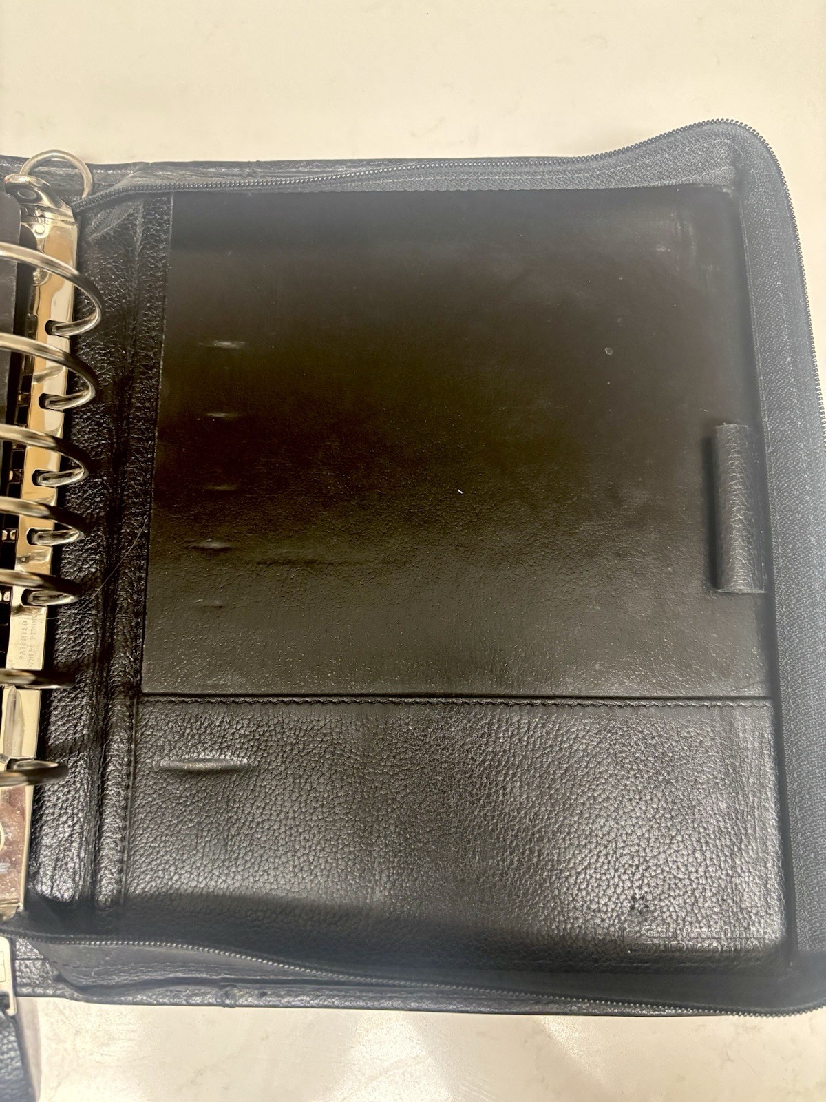 Franklin Quest Black Verona Leather Zip Organizer Planner 7 Ring Binder Vtg 90’s
