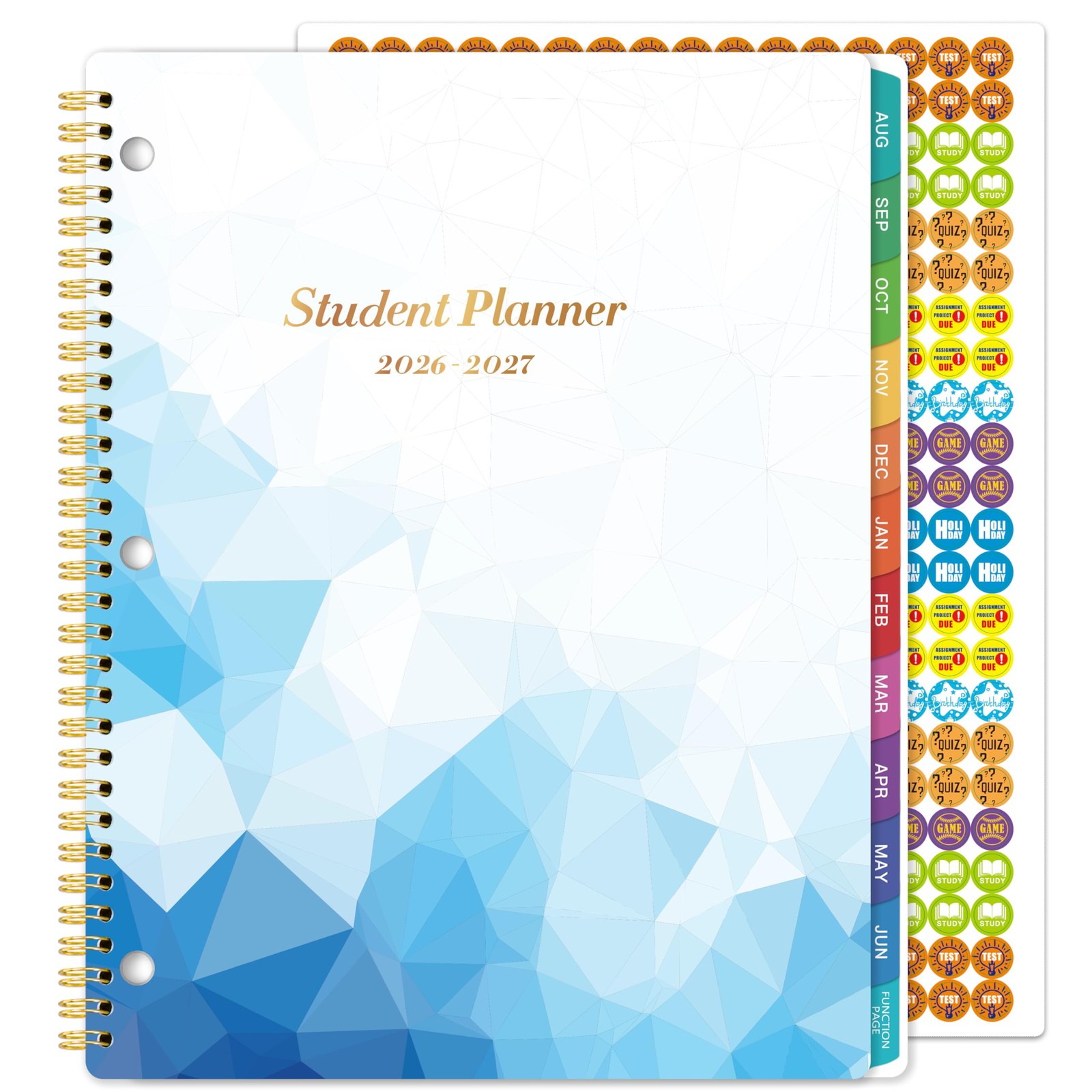 Student Planner 2026-2027 – Monthly and Weekly School 9″ x 11″, blue